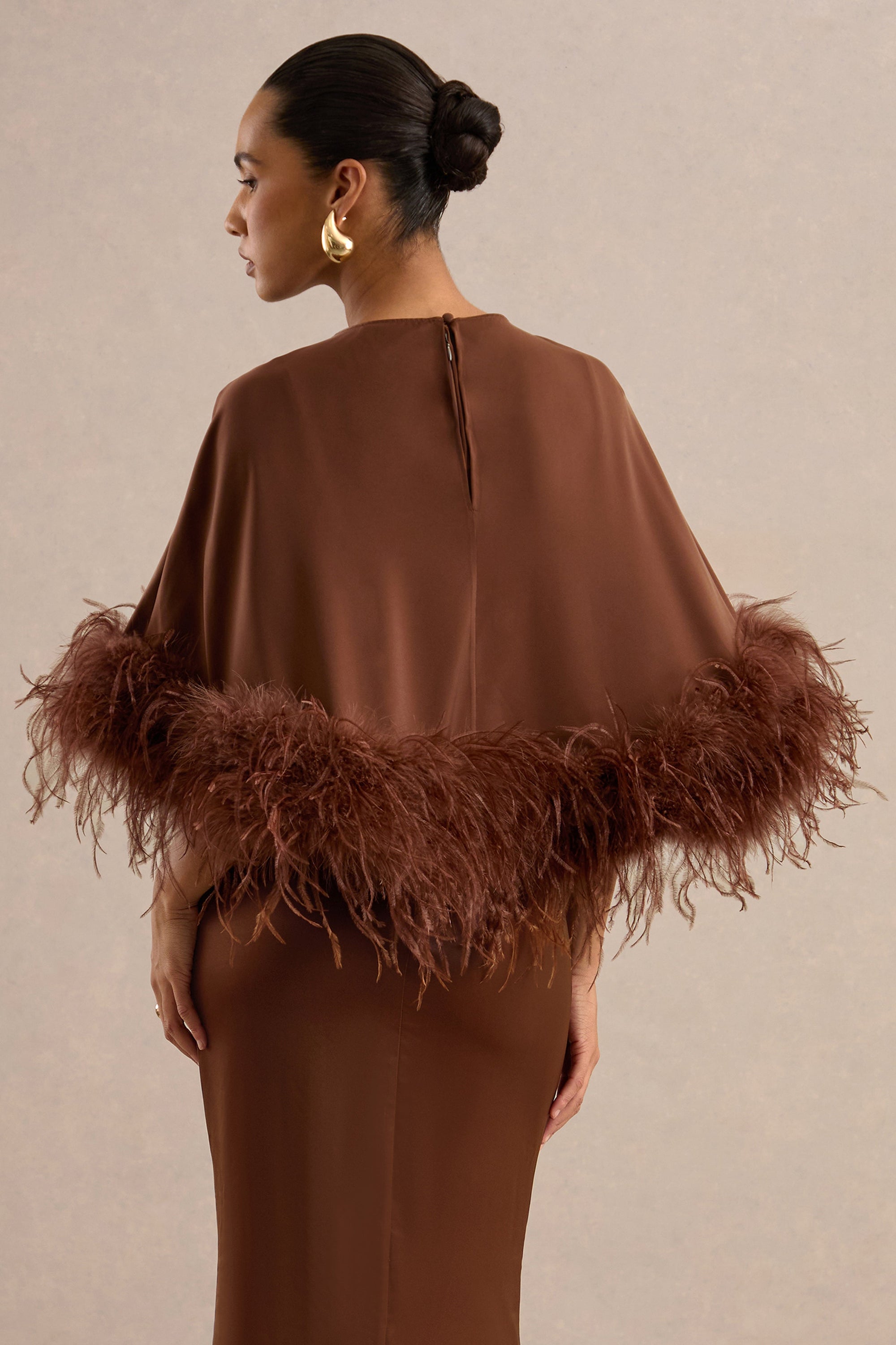 CL13800702106_CL138007021_Tervessa_Brown_Satin_Wide-Neck_Cape_With_Feather_Trim9_bbf2bb66-54dd-482c-82dd-0fd3c0f00de8