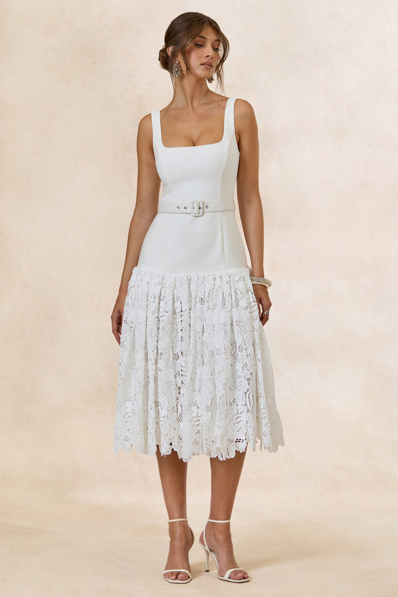 CL138094110 - Norrie _ White Square-Neck Midi Dress With Voluminous Lace Skirt0.jpg