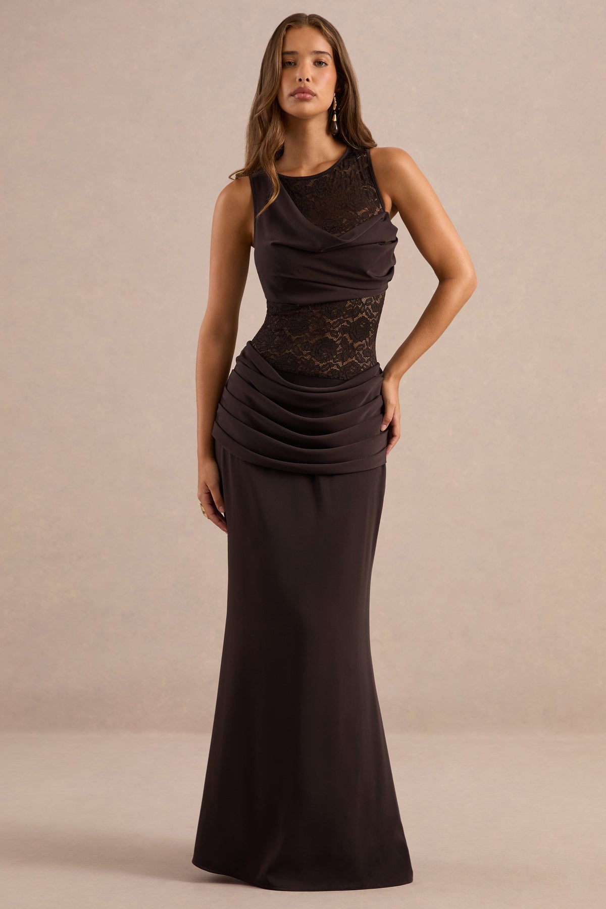 ECM_HR_CL138162021_Faline Brown Satin And Lace Round-Neck Maxi Dress 4.jpg