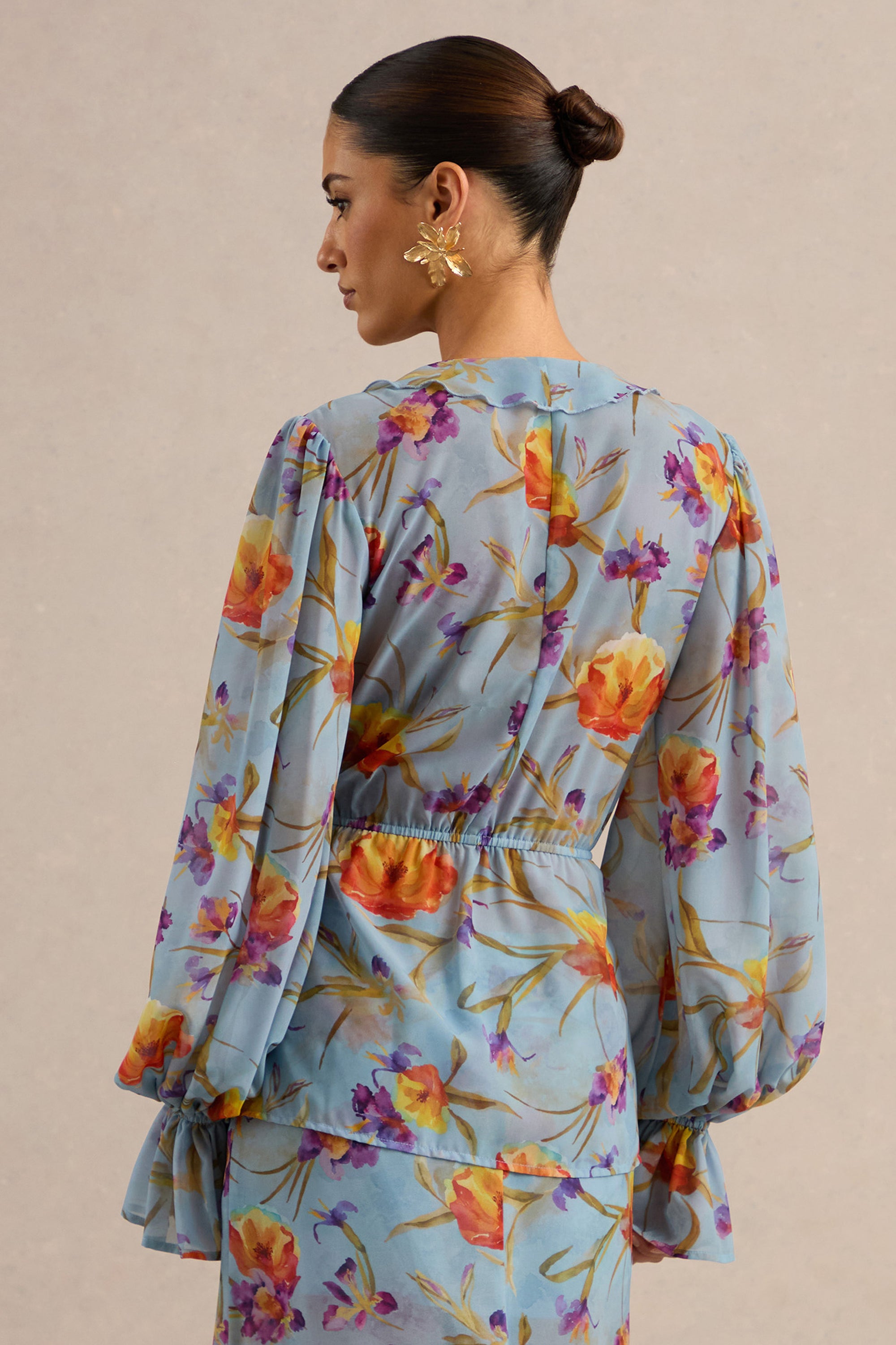CL138215016 - Alveta | Blue Floral Chiffon Sheer V-Neck Top With Ruffled Detailing10.jpg