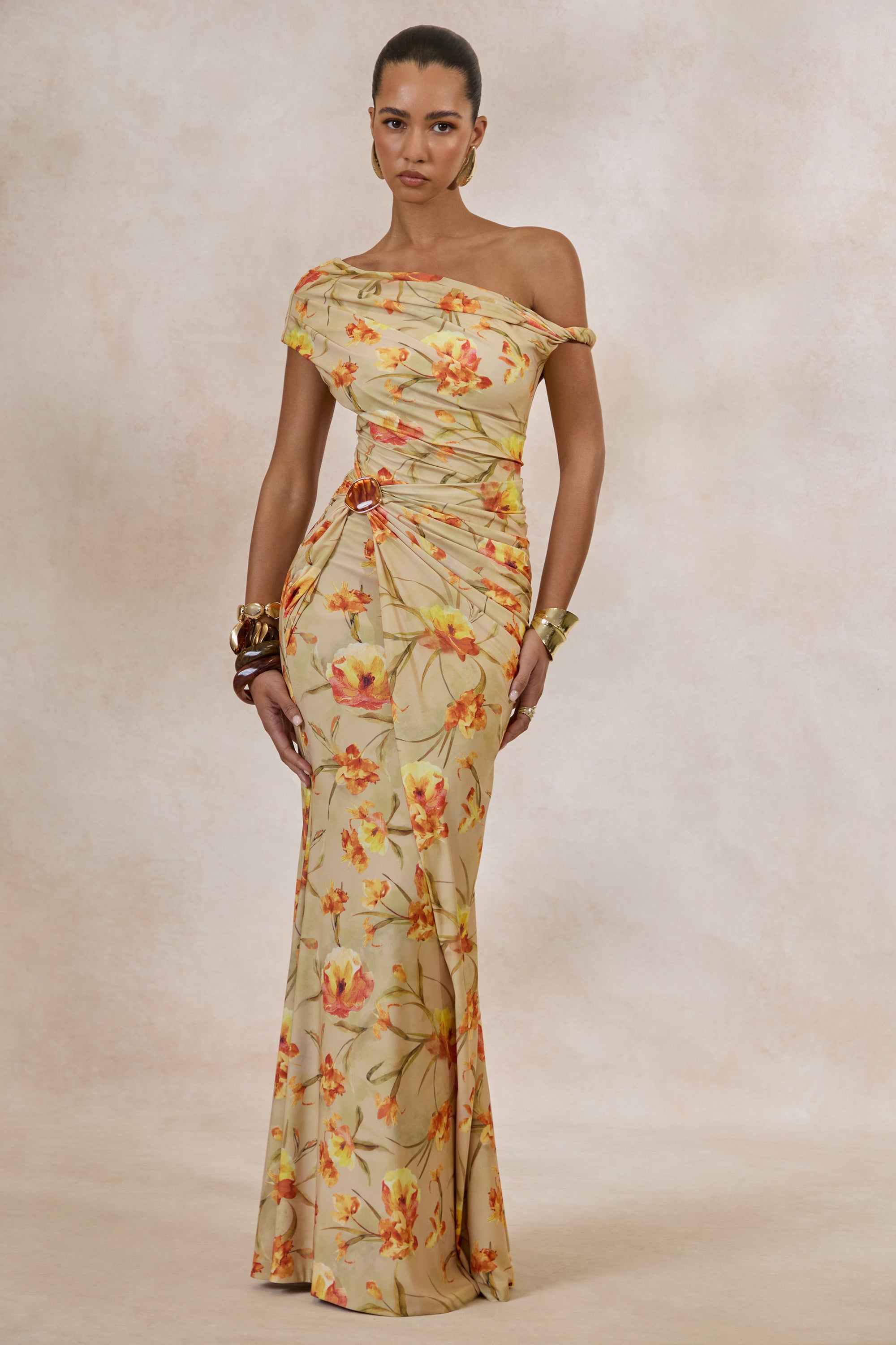 ECM_HR_CL138225070 - Asiya _ Orange Floral Asymmetric-Neck Maxi Dress With Gathered Detailing 1.jpg
