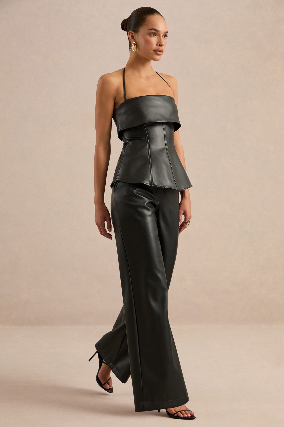 CL138273001 - Gaelina Black Halter-Neck Tailored Top2.jpg