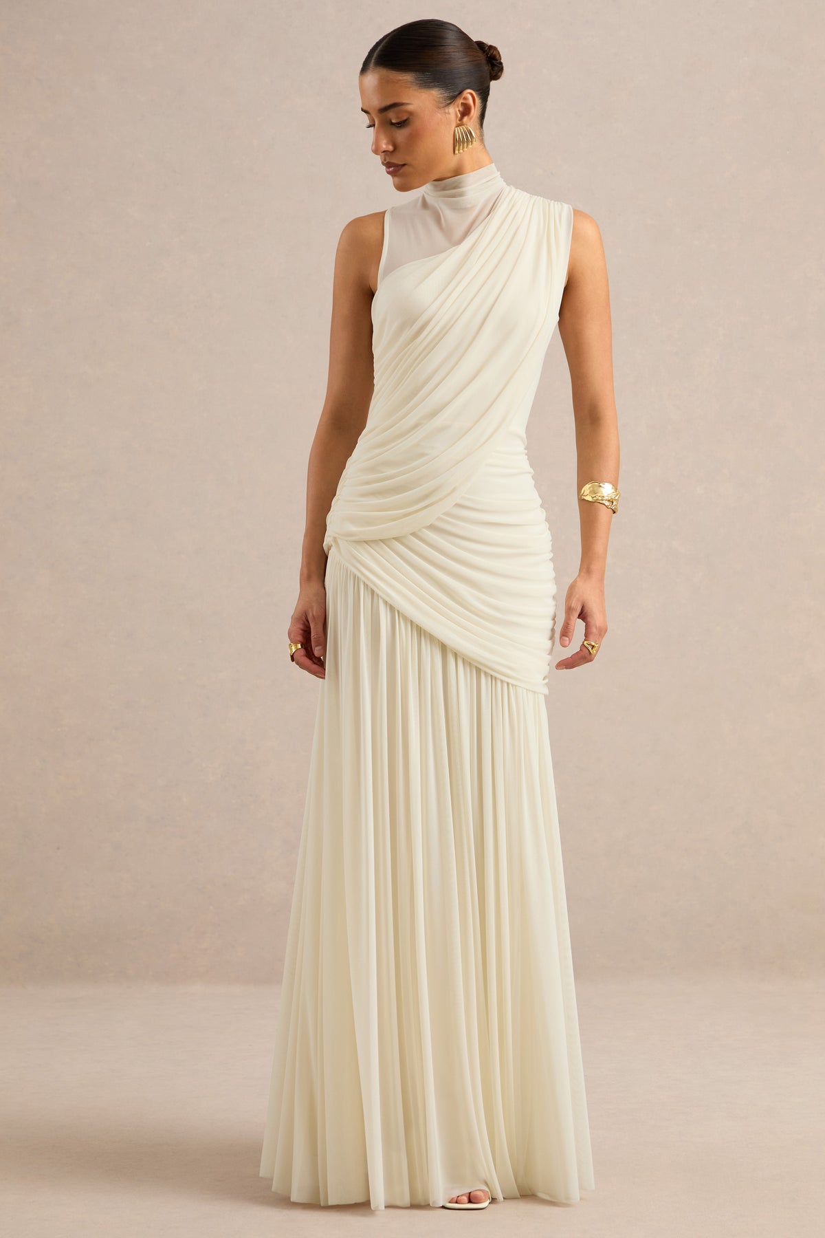 ECM_HR_CL138291111 - Karis _ Cream Mesh High-Neck Maxi Dress With Gathered Detailing 1.jpg