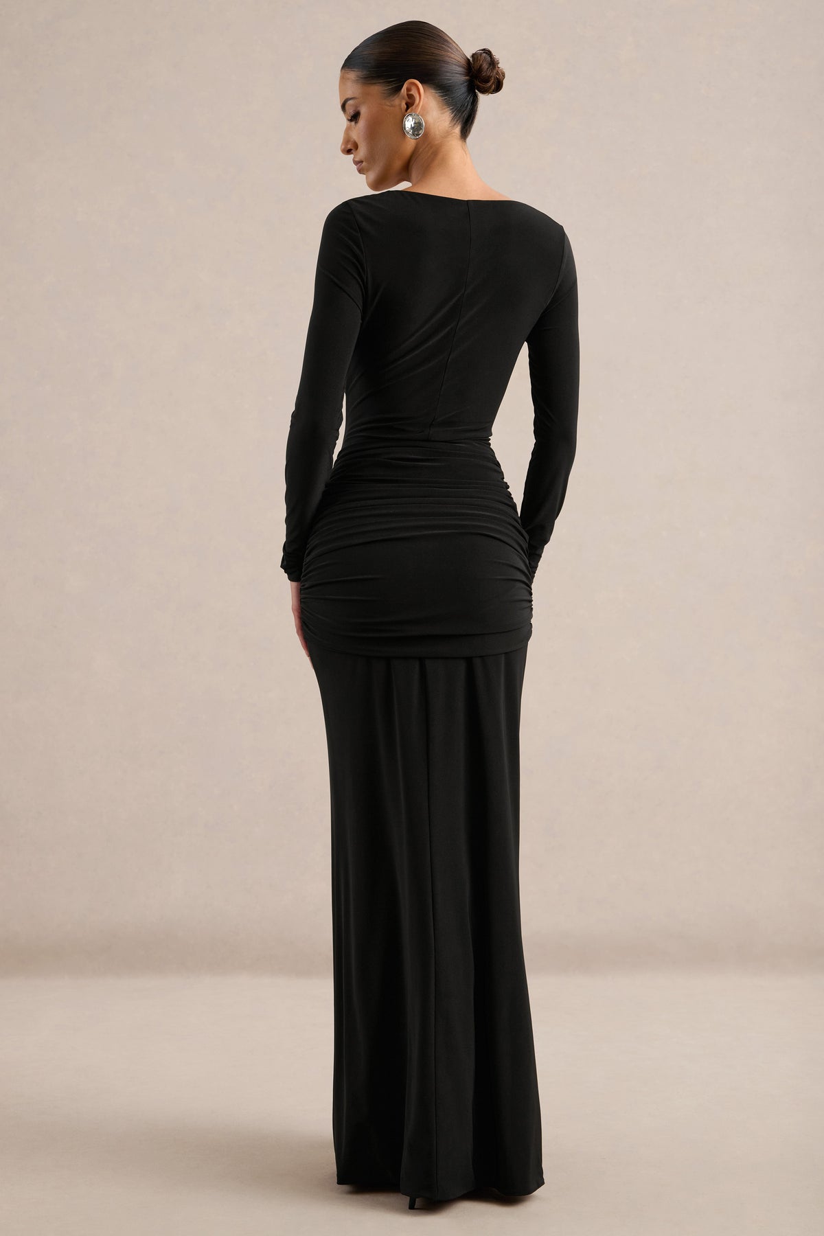 ECM_HR_CL138357001 - Lania _ Black Sweetheart-Neck Maxi Dress With Gathered Detailing5.jpg