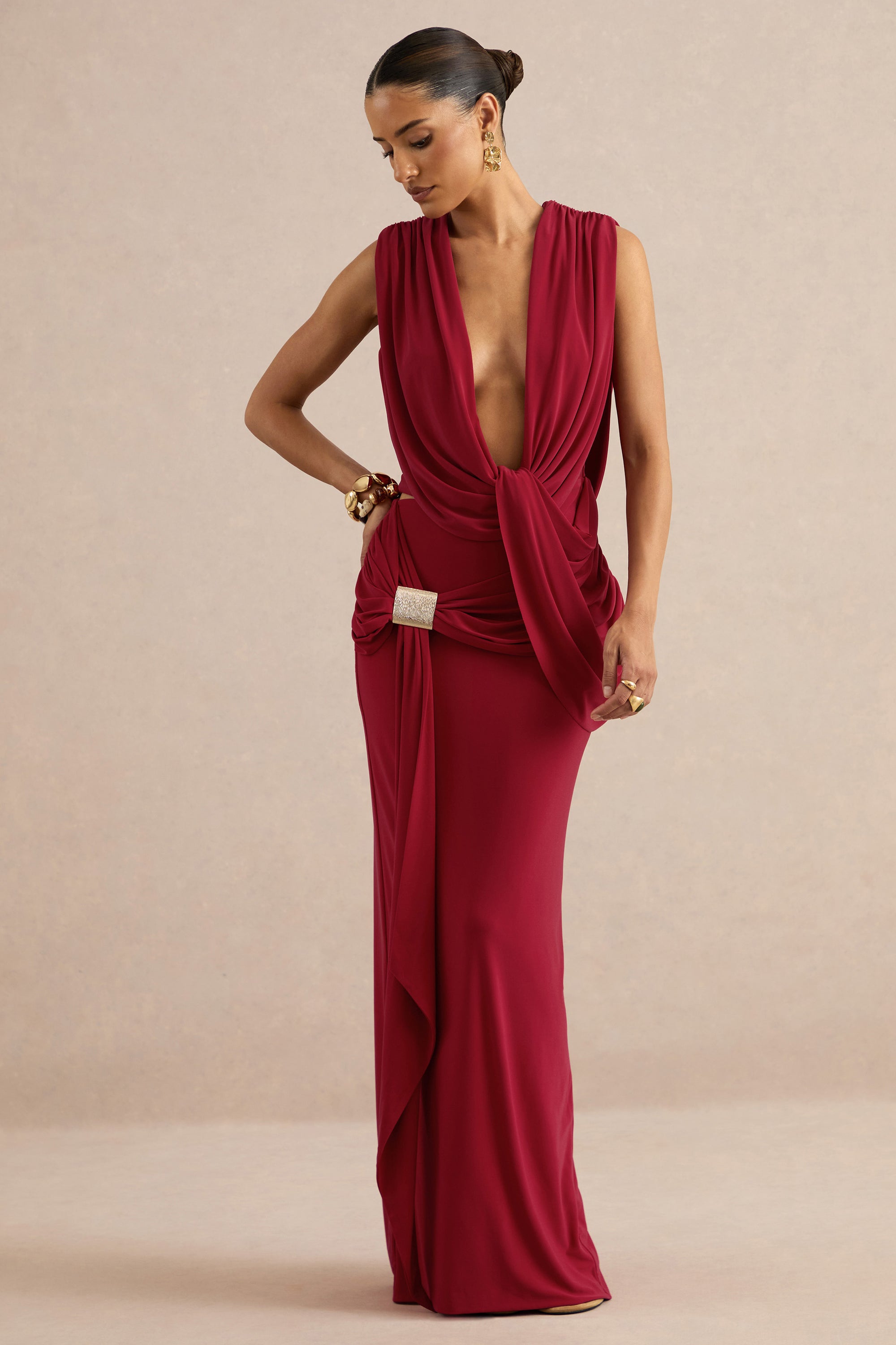 ECM_HR_Lilias Red Maxi Skirt With Draped Detailing And Gold Detail CL138401100 CL138400100 co ord   42.jpg