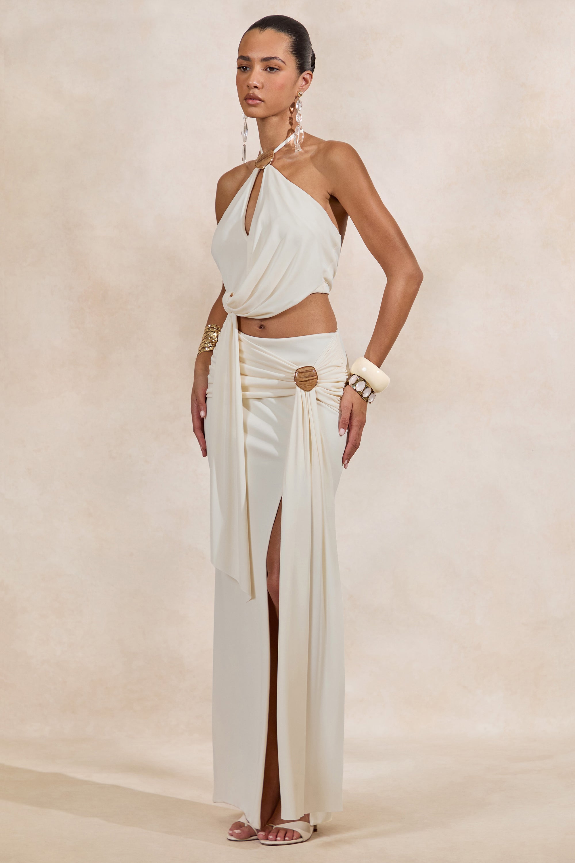 CL138405111 - Liviana _ Cream Maxi Skirt With Gathered Detailing And Gold Detail 2.jpg