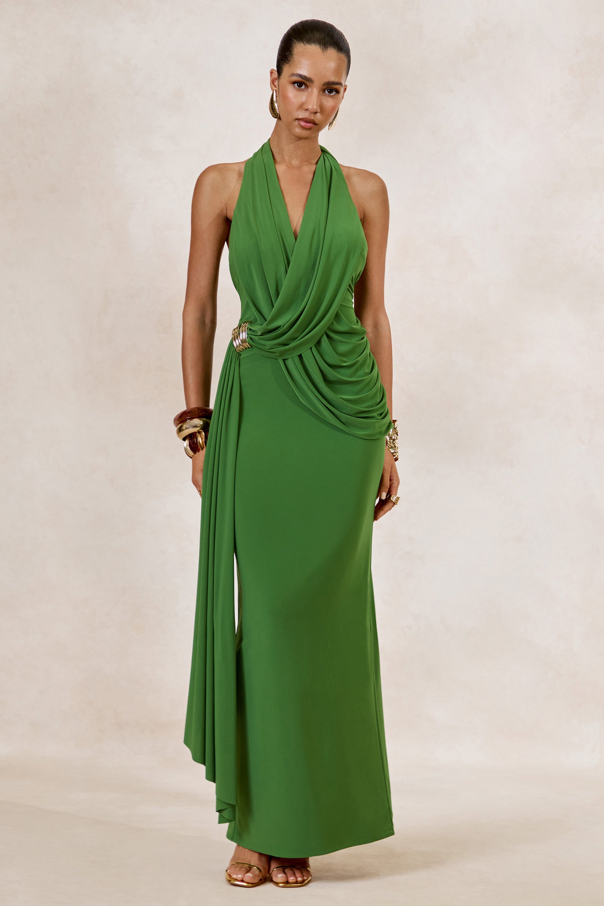 ECM_HR_CL138431037 - Alisanne _ Green Plunge-Neck Maxi Dress With Draped Detailing 0.jpg