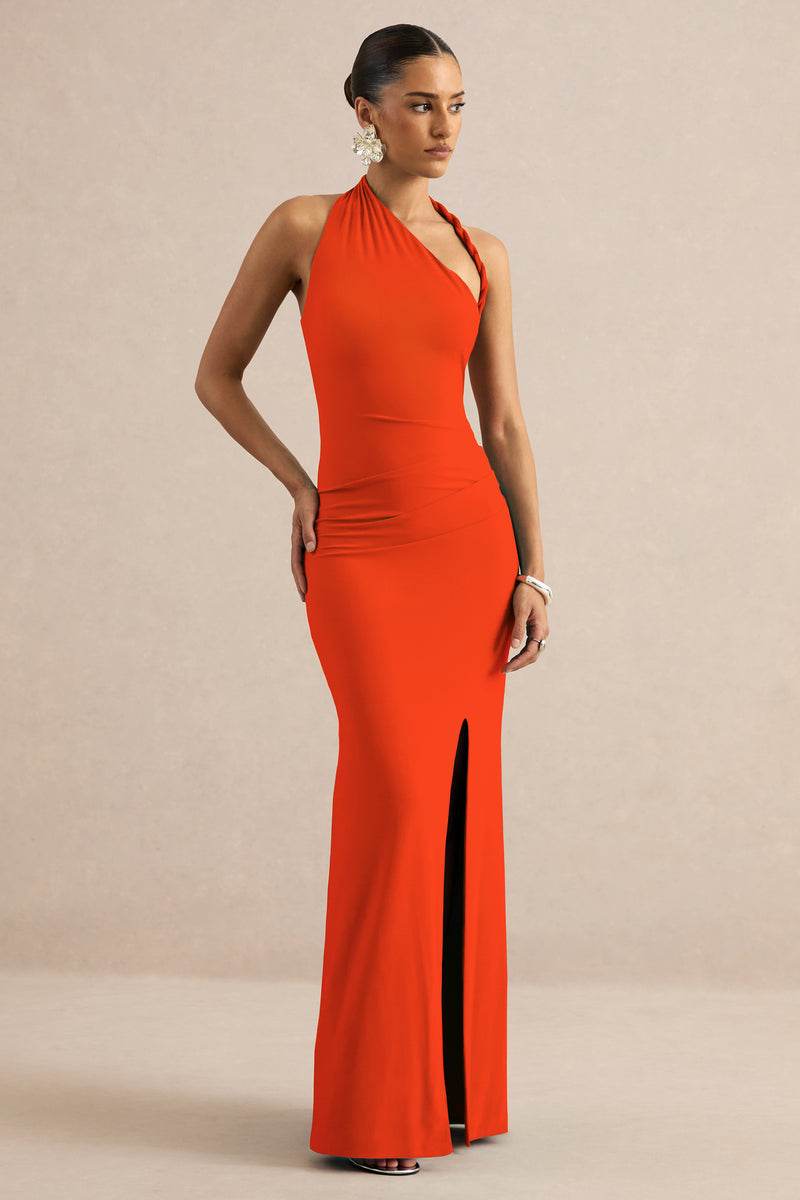 CL138447070 -Elirae | Orange Asymmetric-Neck Maxi Dress With Twist Strap And Front High Split3.jpg