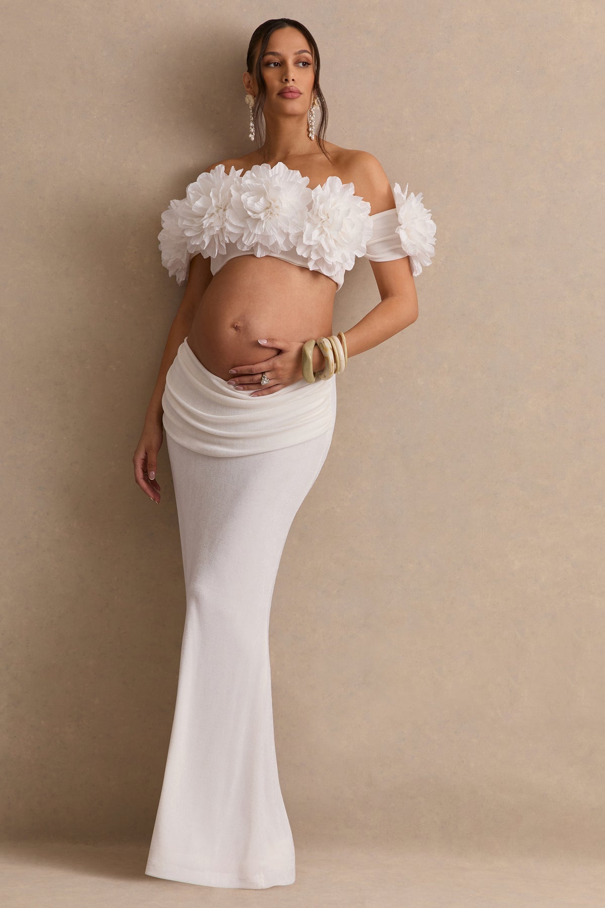 ECM_HR_CL138480110 - Arwenne _ White Maternity Maxi Skirt + CL138479110 - Arwenne _ White Bardot-Neck Maternity Crop-Top With Corsage Detailing0.jpg