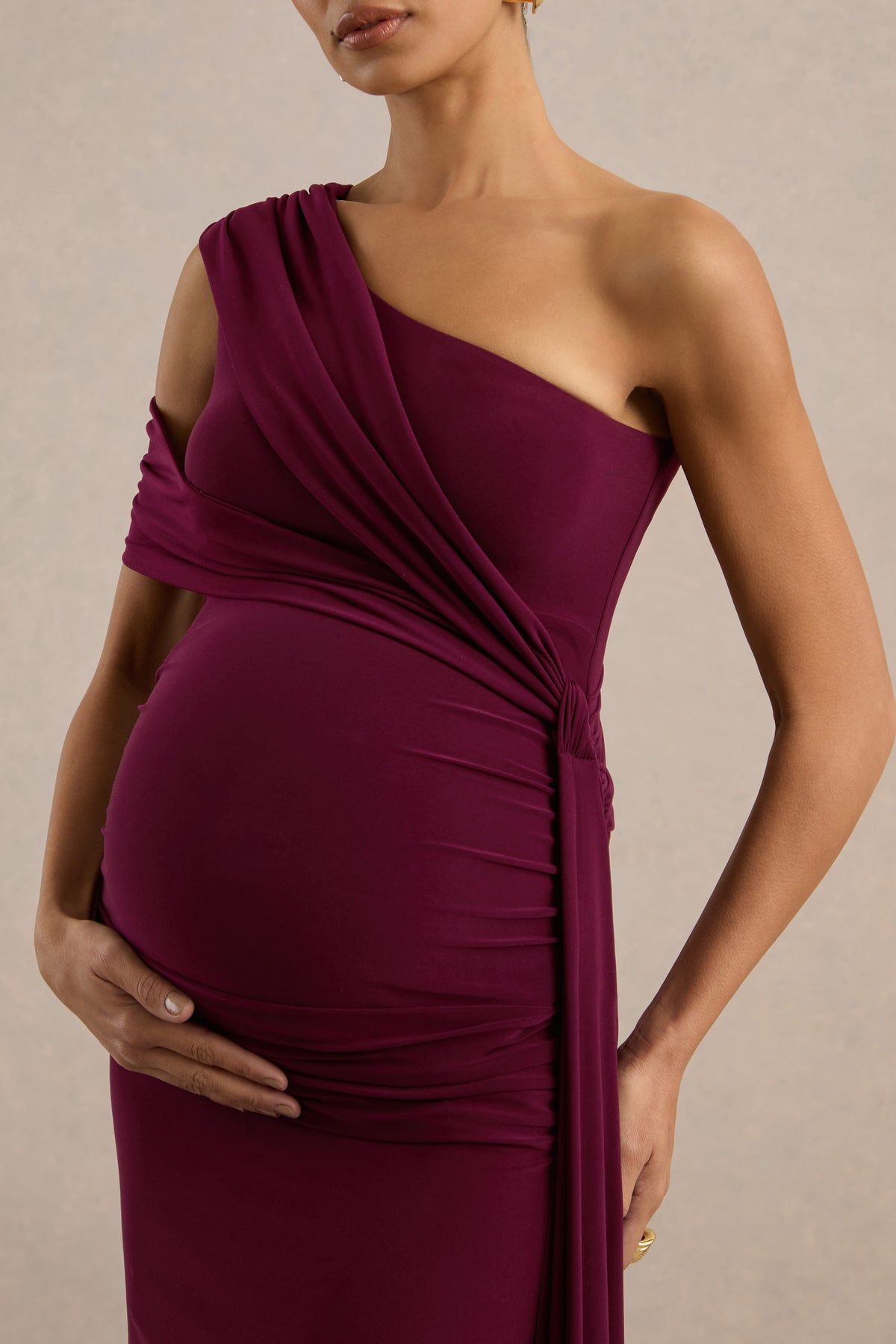 ECM_HR_CL138507102 - Faren _ Burgundy Asymmetric-Neck Maternity Maxi Dress With Gathered Detailing4.jpg
