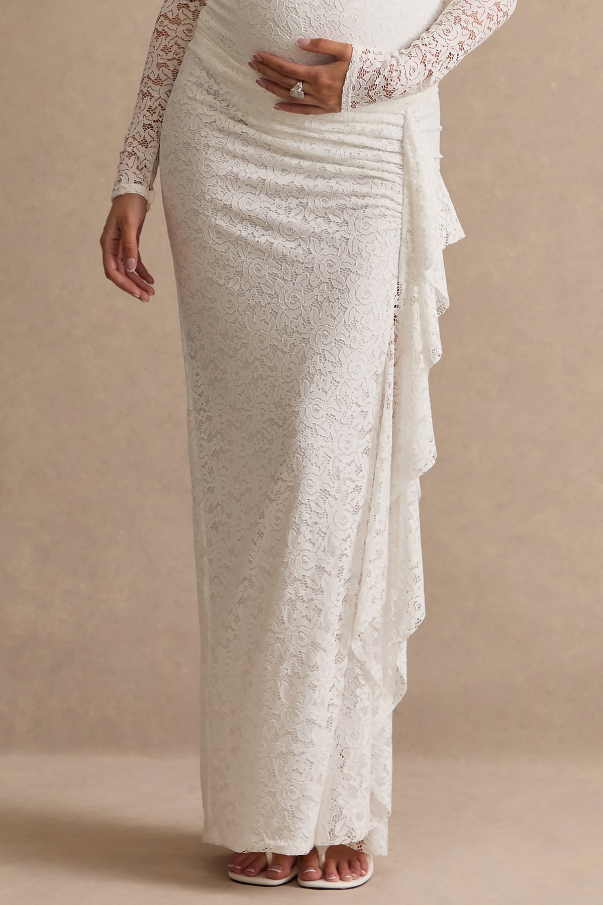 ECM_HR_CL138515111---Delmara-_-Cream-Lace-Maternity-Maxi-Skirt-With-Gathered-Detailing-+-CL138514111---Delmara-_-Cream-Lace-Bardot-Neck-Maternity-Bodysuit1.jpg