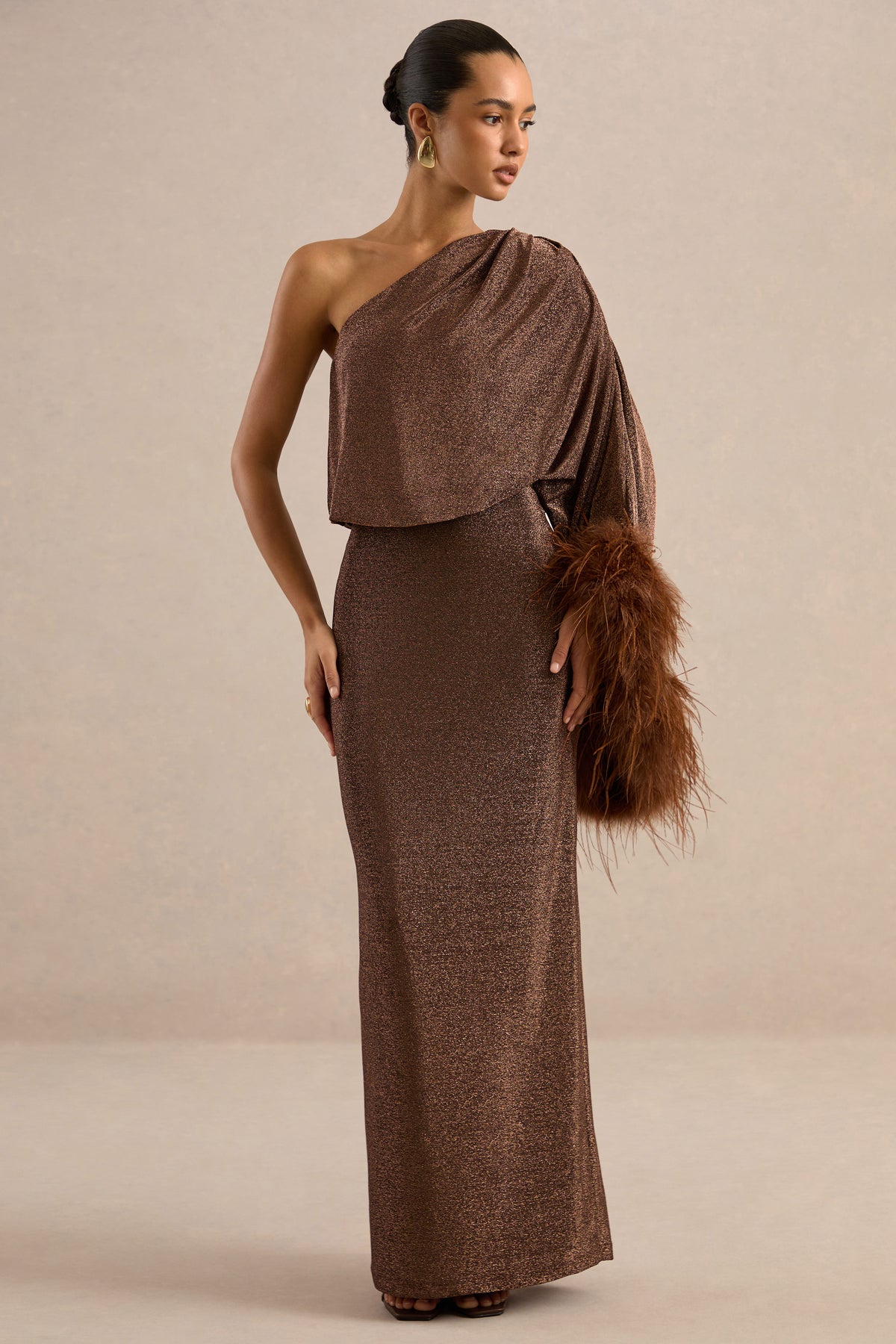 ECM_HR_CL138520021_Galena Brown Asymmetric-Neck Maxi Dress With Feather Trim Cuff 10.jpg