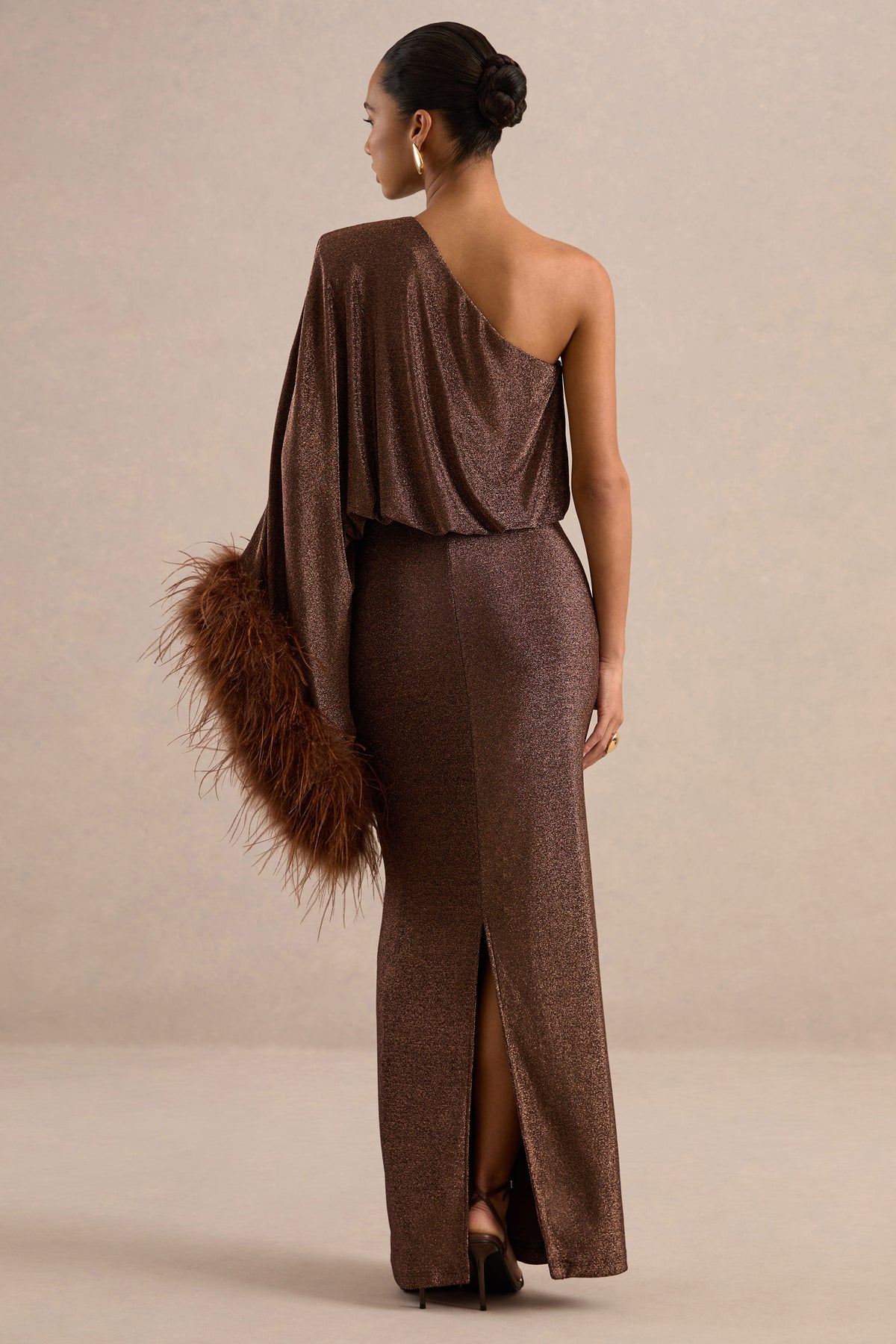ECM_HR_CL138520021_Galena Brown Asymmetric-Neck Maxi Dress With Feather Trim Cuff 52.jpg
