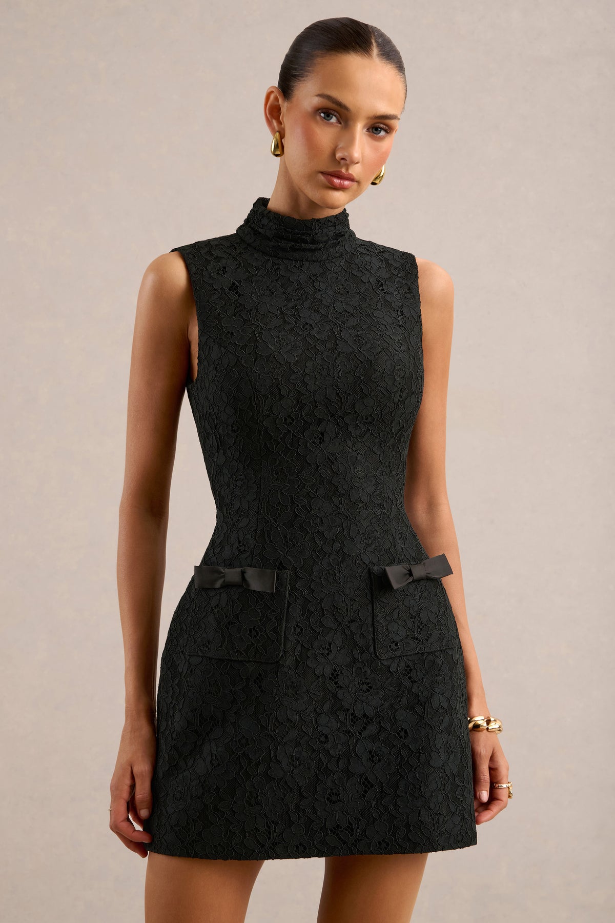 ECM_HR_CL138527001 - Cielle _ Black Lace High-Neck Mini Dress With Bows Detailing4.jpg