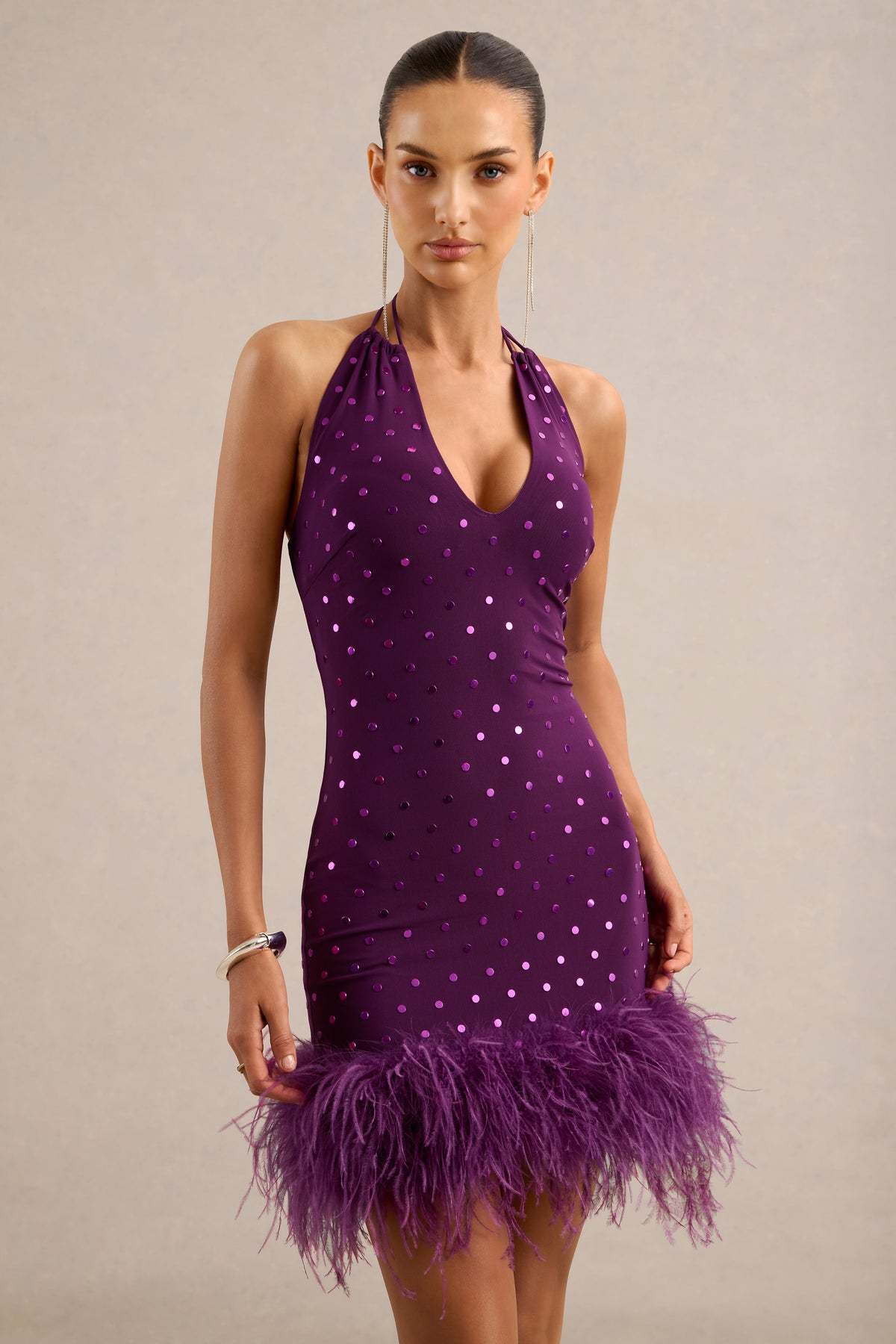 ECM_HR_CL138529092 - Coretta _ Purple Hotfix Halter-Neck Mini Dress With Chest Cut-Out And Feather Trim3.jpg