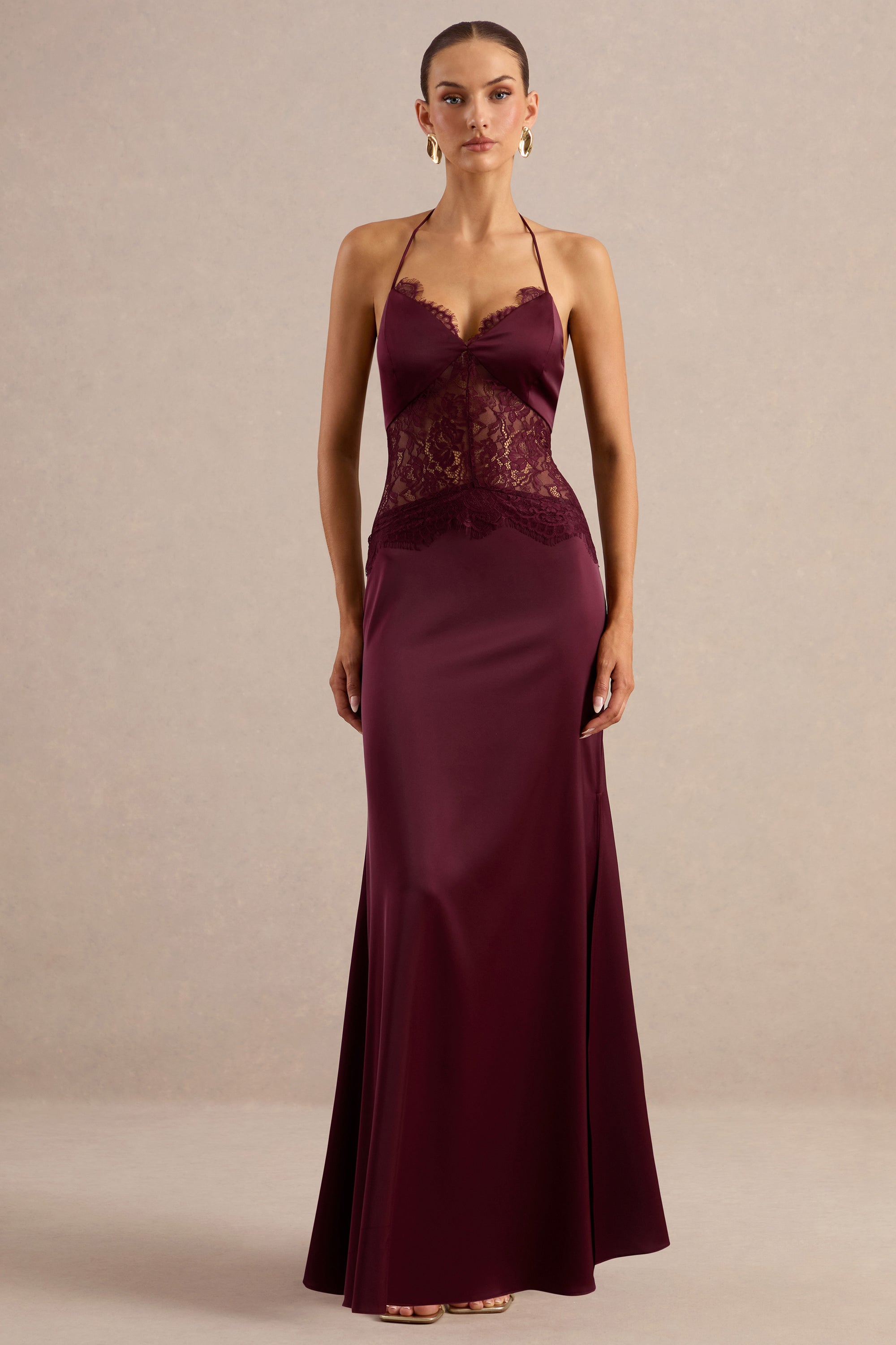 ECM_HR_CL138540102 - Kalira _ Burgundy Satin V-Neck Maxi Dress With Lace Detailing0.jpg