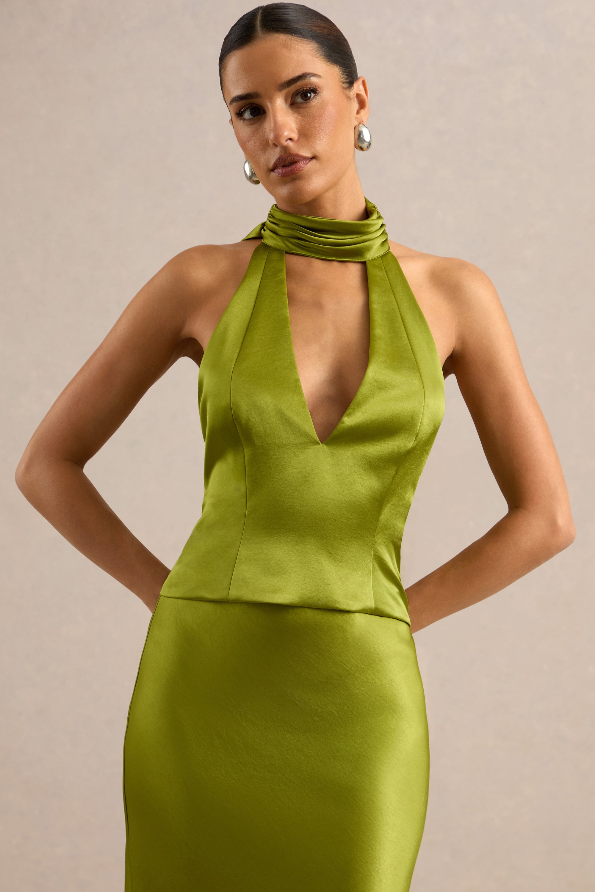 CL138549031 - Lareina | Olive Satin Halter-Neck Top5.jpg