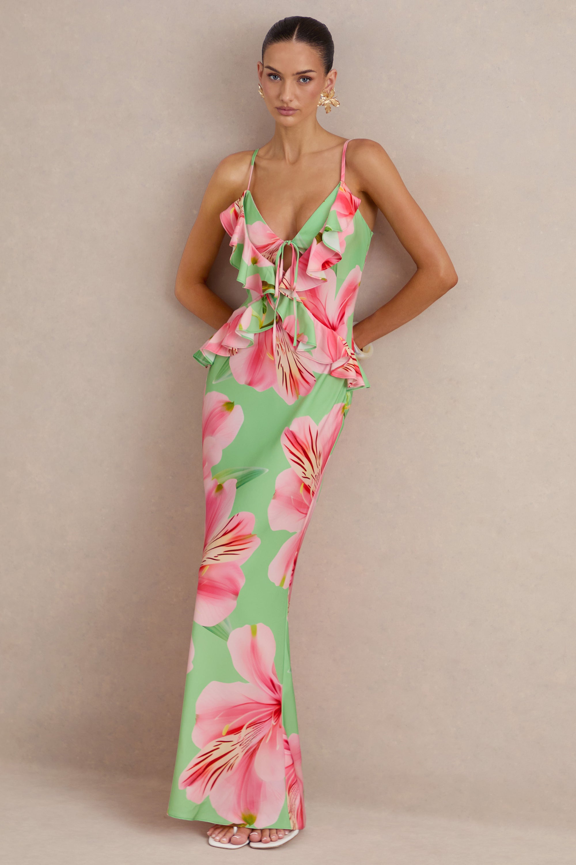ECM_HR_Marlen Dark Green Floral Print Satin Plunge-Neck Maxi Dress With Ruffled Detailing CL138610038 37.jpg
