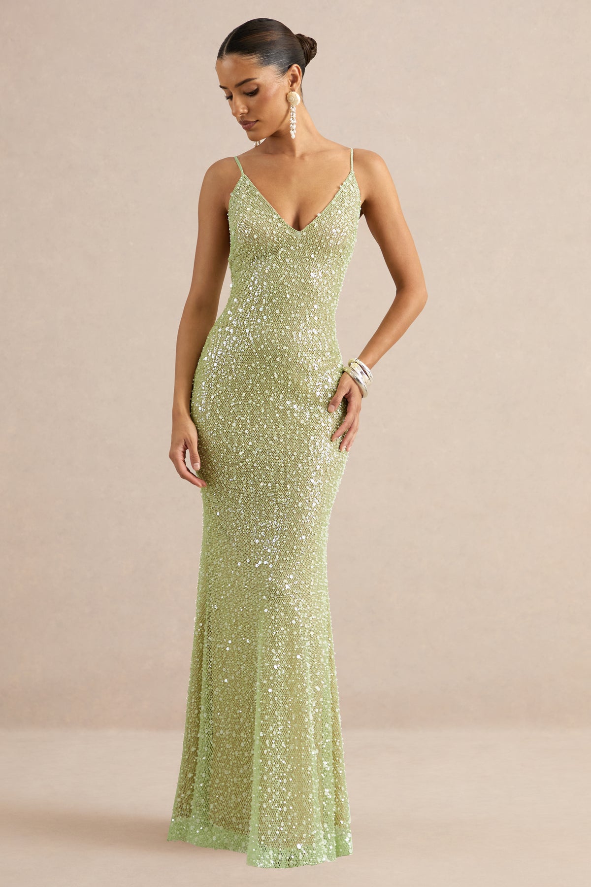 Minna Green Sheer Sequin Plunge-Neck Maxi Dress CL138611037 19.jpg