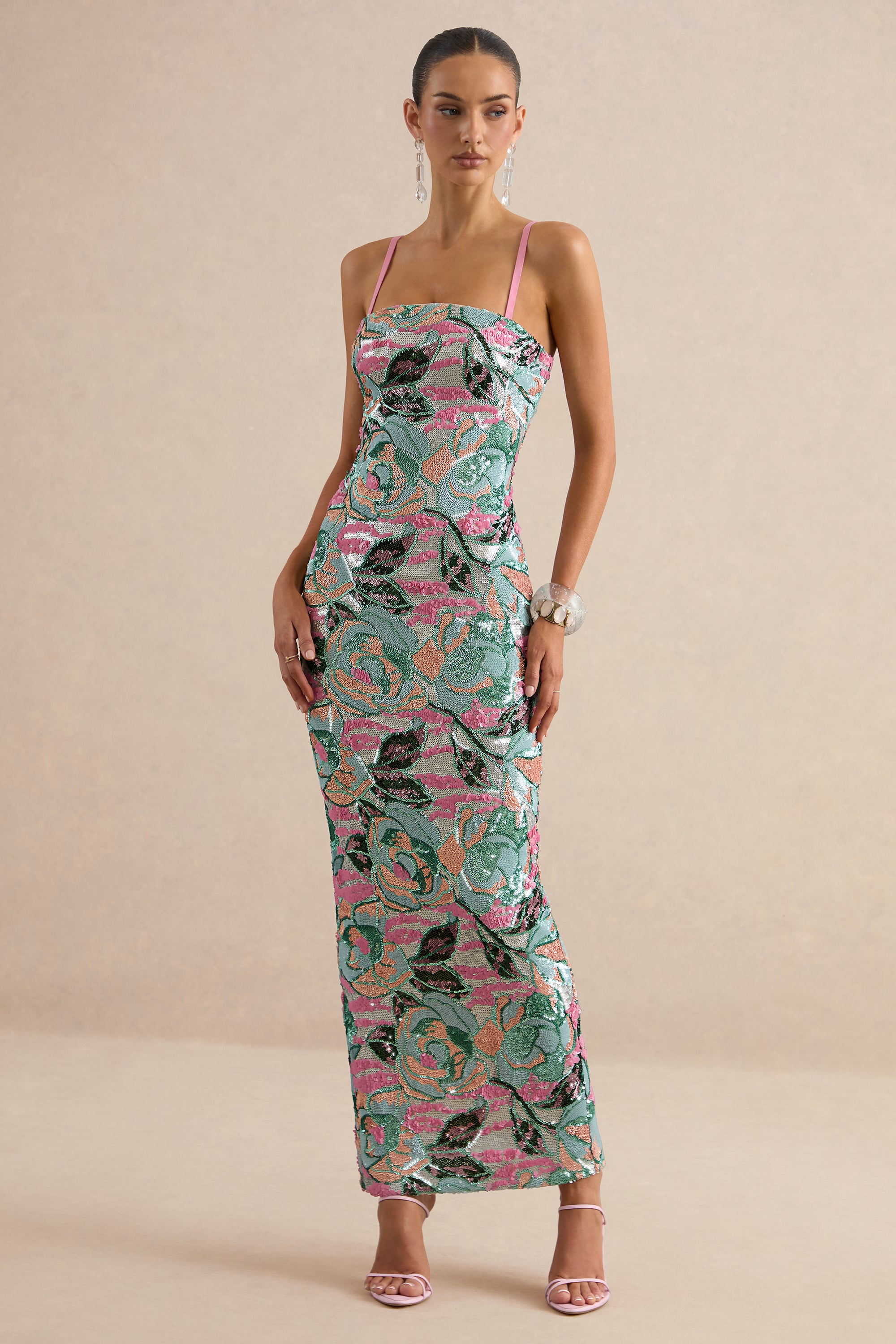 ECM_HR_CL138651013 - Xandra | Light Blue Floral Print Sequin Bandeau-Neck Maxi Dress 1.jpg