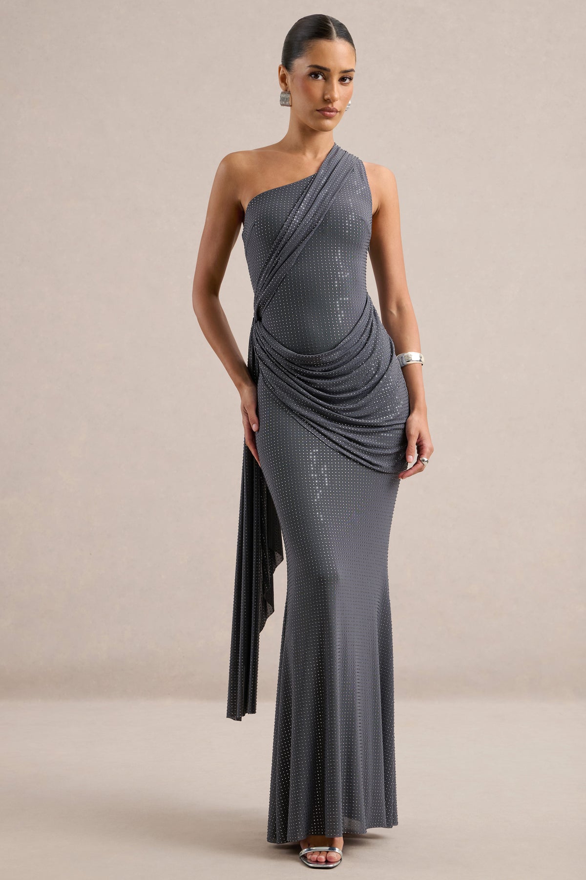 ECM_HR_CL138693042 - Anellae _ Silver Embellished Asymmetric-Neck Maxi Dress With Gathered Detailing0.jpg