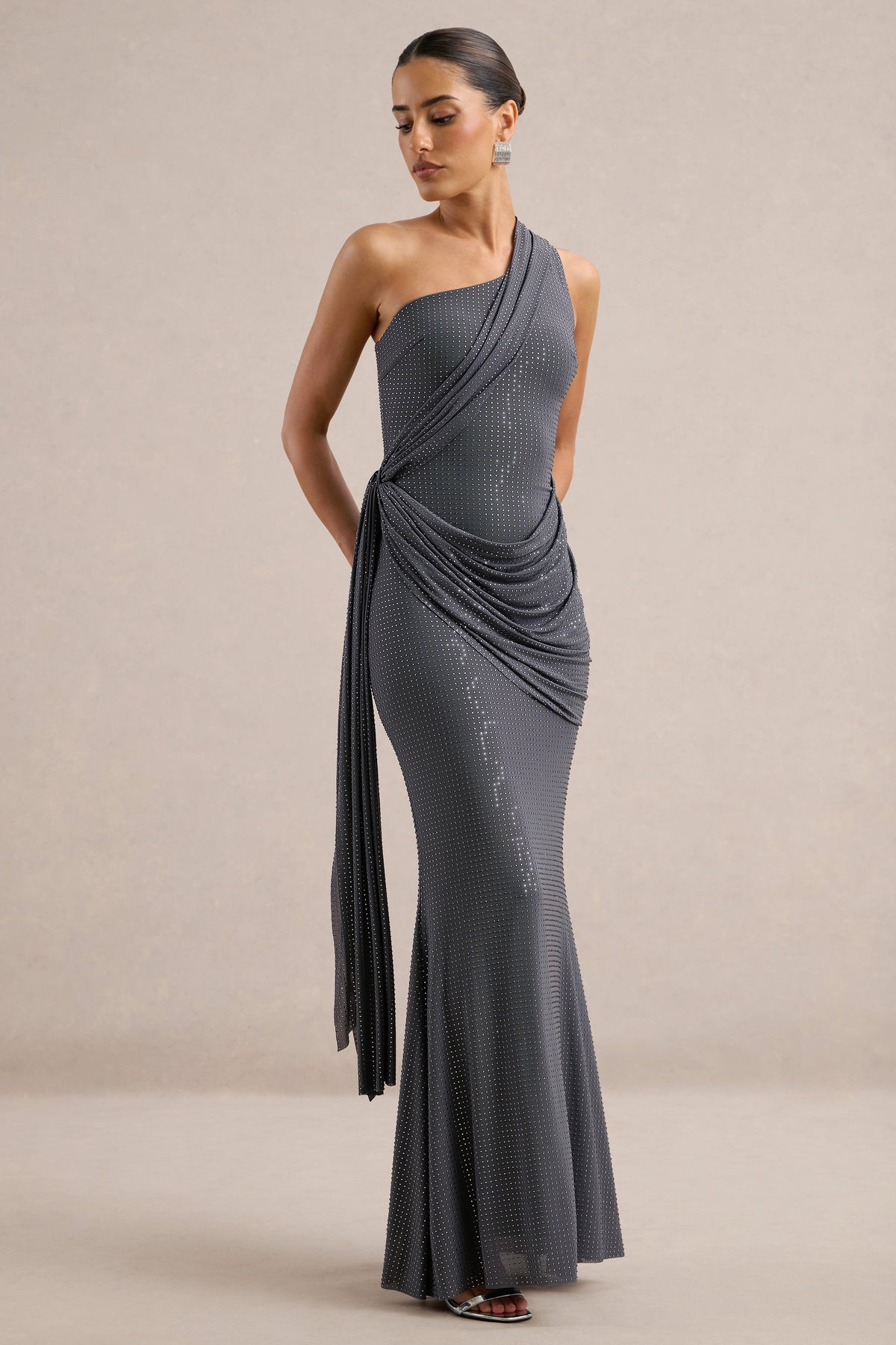 ECM_HR_CL138693042 - Anellae _ Silver Embellished Asymmetric-Neck Maxi Dress With Gathered Detailing2.jpg