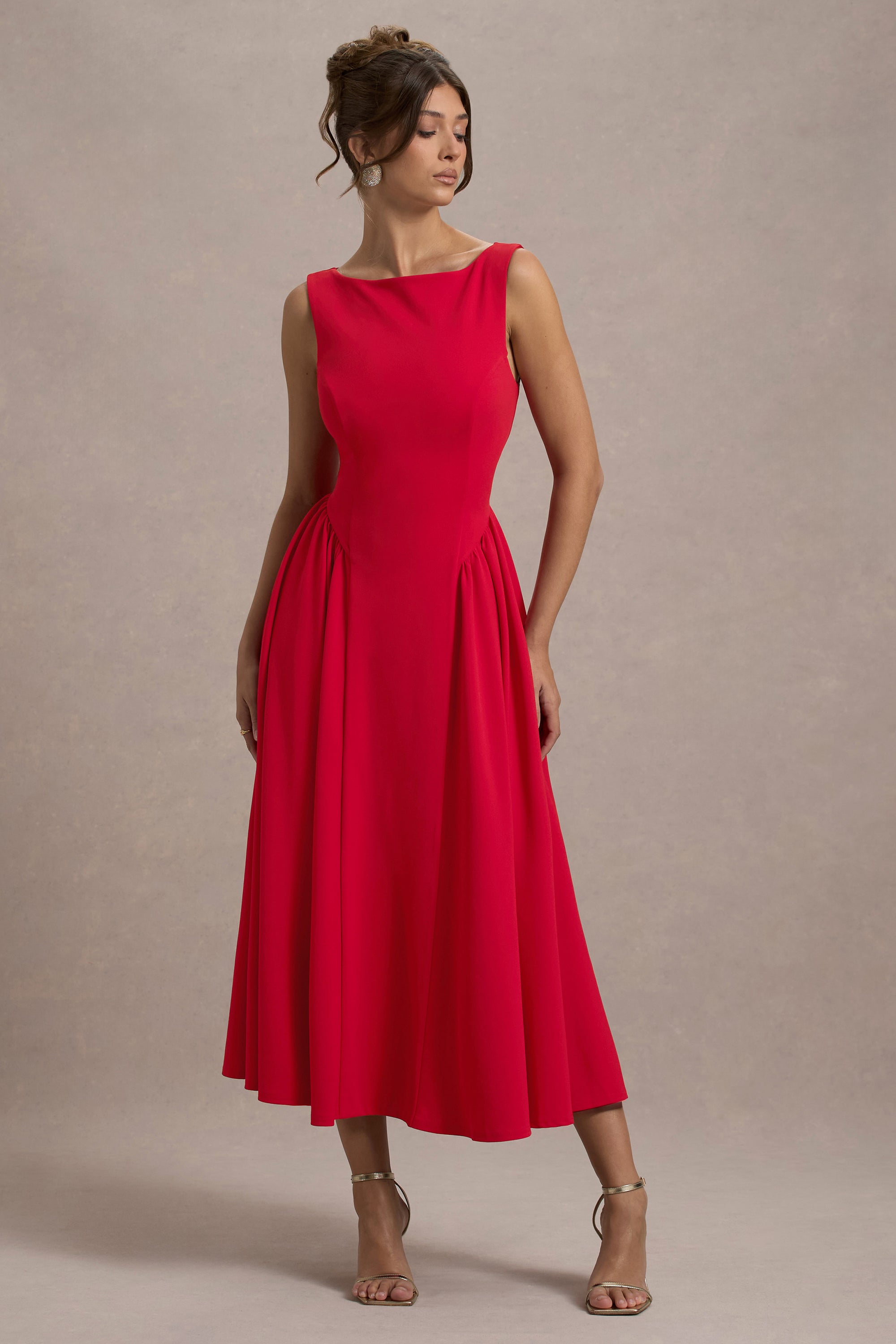 ECM_HR_CL138731100 - Muriel Red Boat-Neck Volume-Hem Midi Dress9.jpg