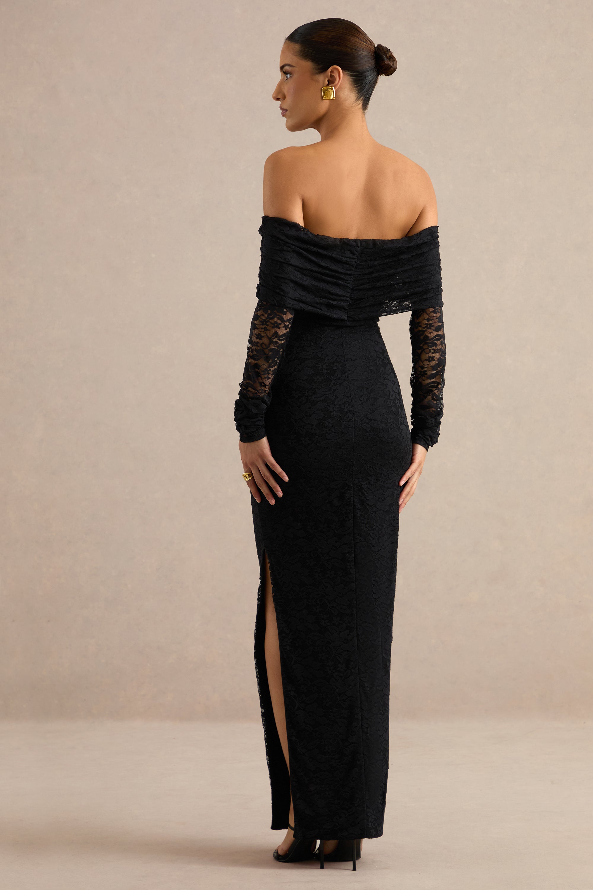 ECM_HR_CL138772001 -  Maelora | Black Lace Bardot-Neck Maxi Dress With Scarf Detail 7.jpg
