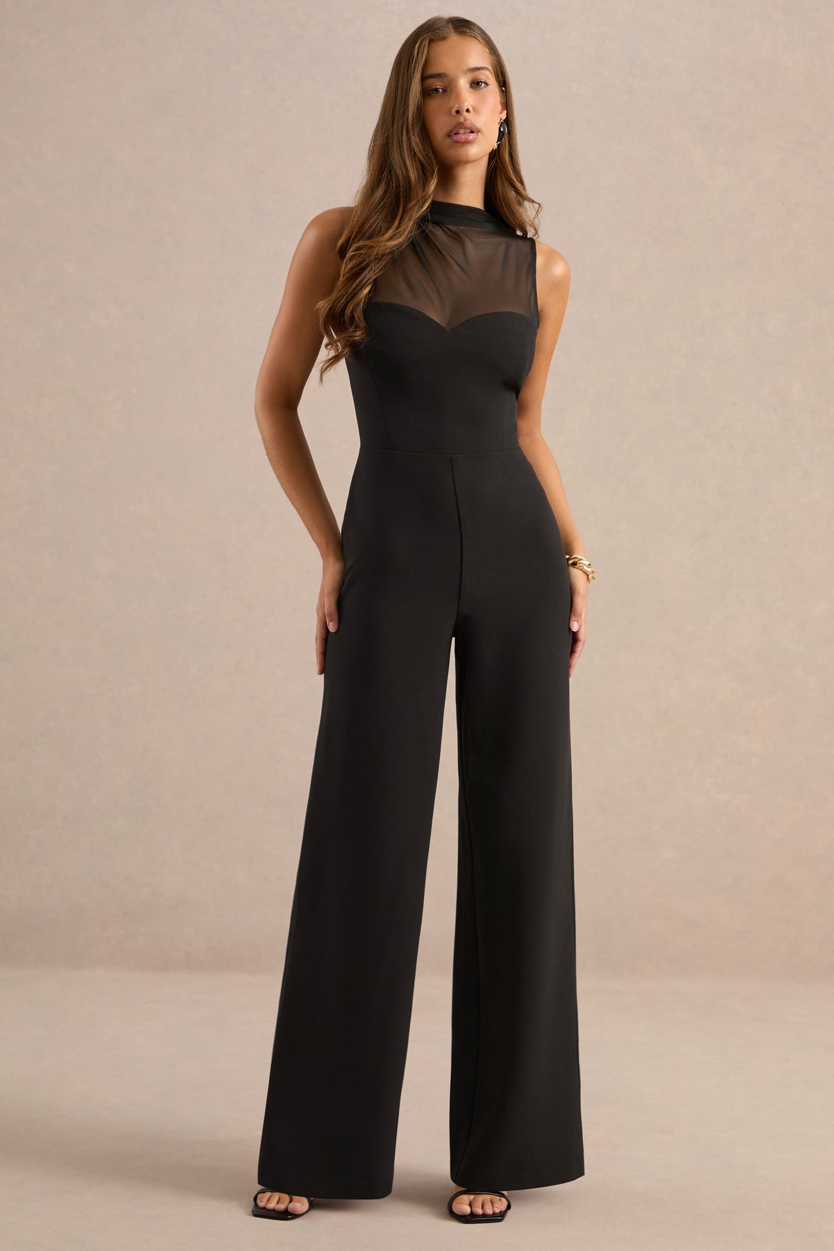 ECM_HR_CL138791001 -Neriah Black High-Neck Jumpsuit With Sheer Detail And Draped Detailing0.jpg