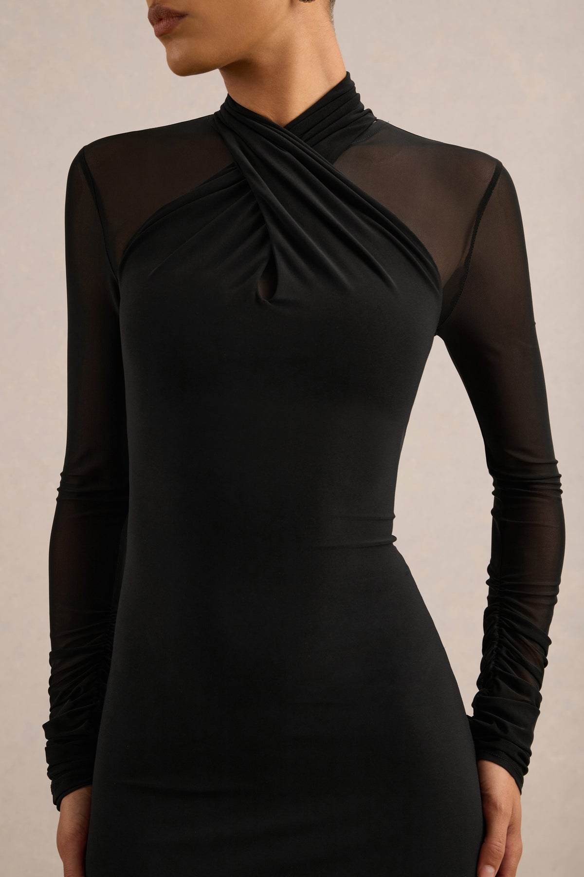 ECM_HR_CL138820001 - Fiorella _ Black Halter Neck Maxi Dress with Mesh Sleeves5.jpg