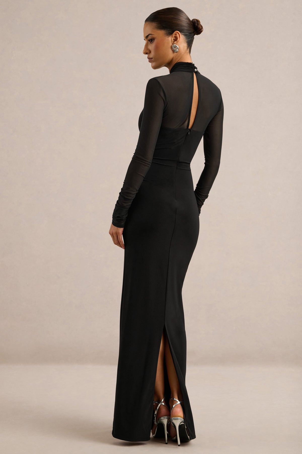 ECM_HR_CL138820001 - Fiorella _ Black Halter Neck Maxi Dress with Mesh Sleeves7.jpg