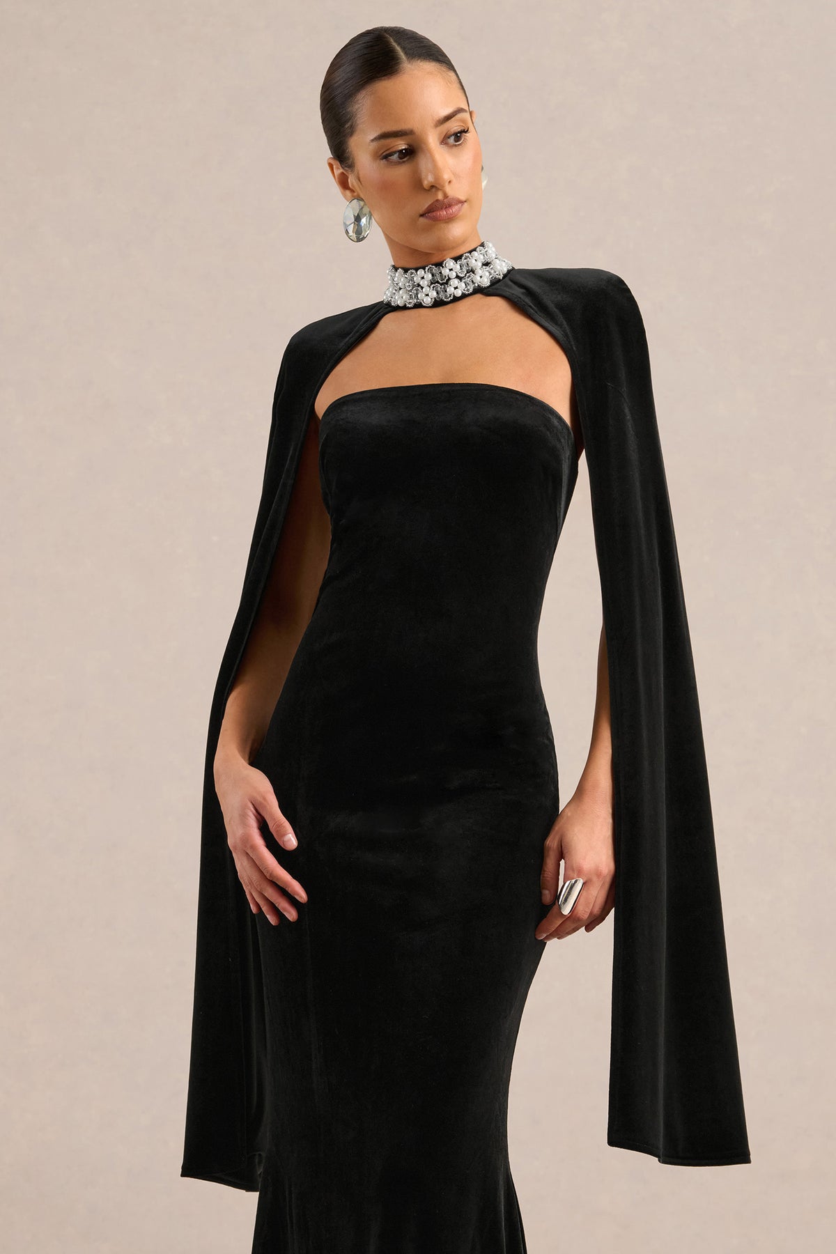 ECM_HR_CL138859001 - Casandera _ Black Velvet Embellished High Neck Long Sleeve Cape +0.jpg