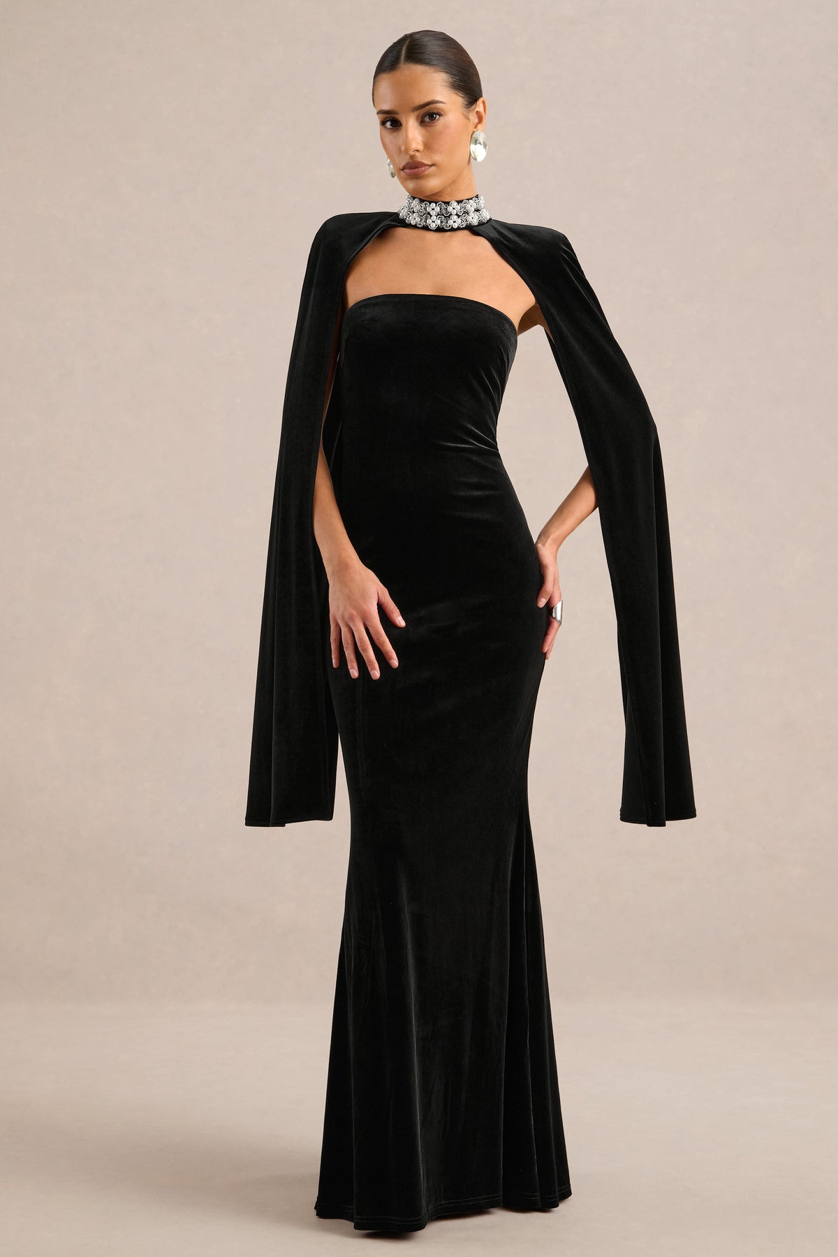 ECM_HR_CL138859001 - Casandera _ Black Velvet Embellished High Neck Long Sleeve Cape +1.jpg