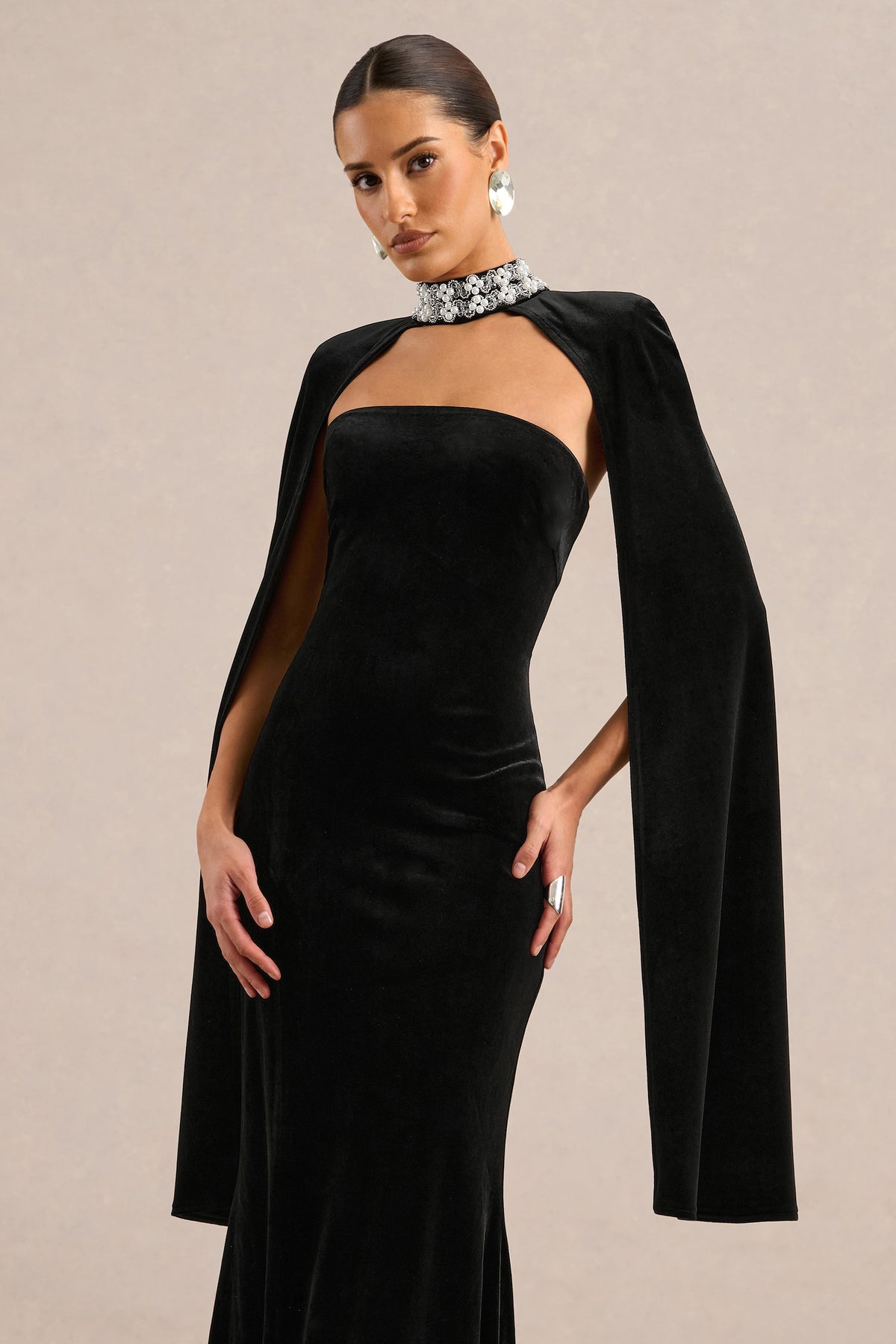 ECM_HR_CL138859001 - Casandera _ Black Velvet Embellished High Neck Long Sleeve Cape +2.jpg