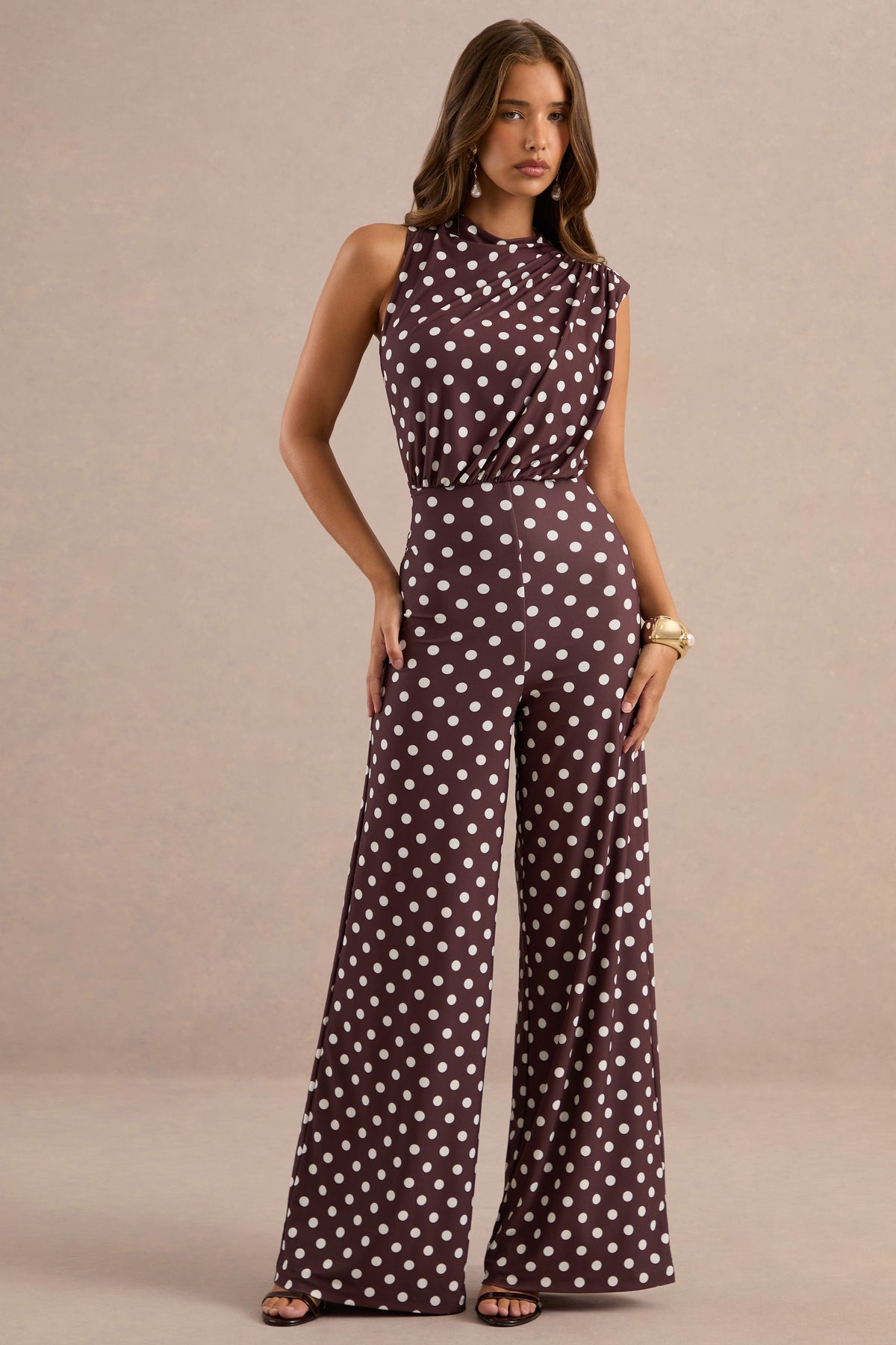 ECM_HR_CL139183021 - Jacqueline Dark Brown Polka Dot High Neck Jumpsuit0.jpg