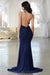 Irreplaceable | Navy Backless Bum Ruched Fishtail Maxi Dress - Club L 