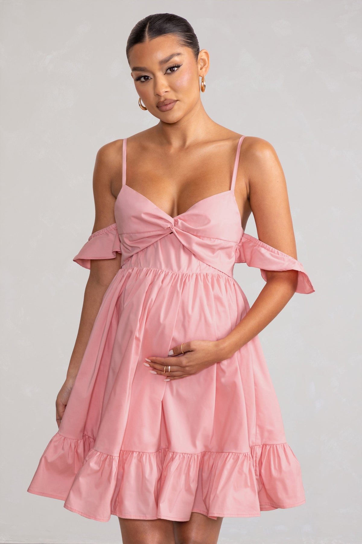 Blush pink ruffle dress hot sale