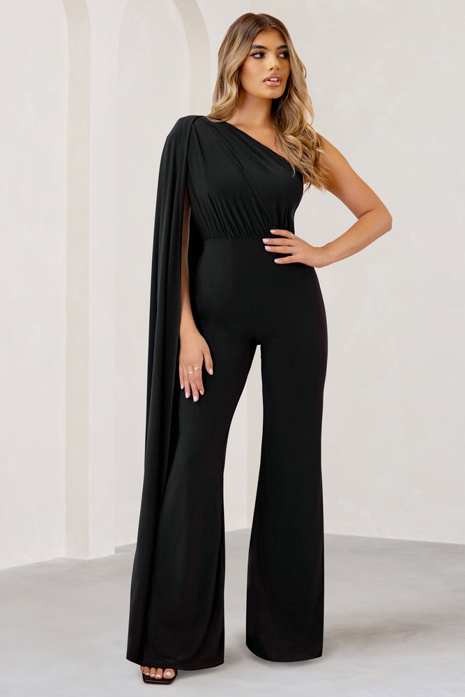 サロペット・オーバーオール・オールインワン louren back tie over jumpsuit / black luoluoluo Womens Sequin Jumpsuit One Shoulder Playsuit