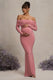 Pretty Perfect | Blush Pink Maternity Ruched Mesh Bardot Maxi Dress
