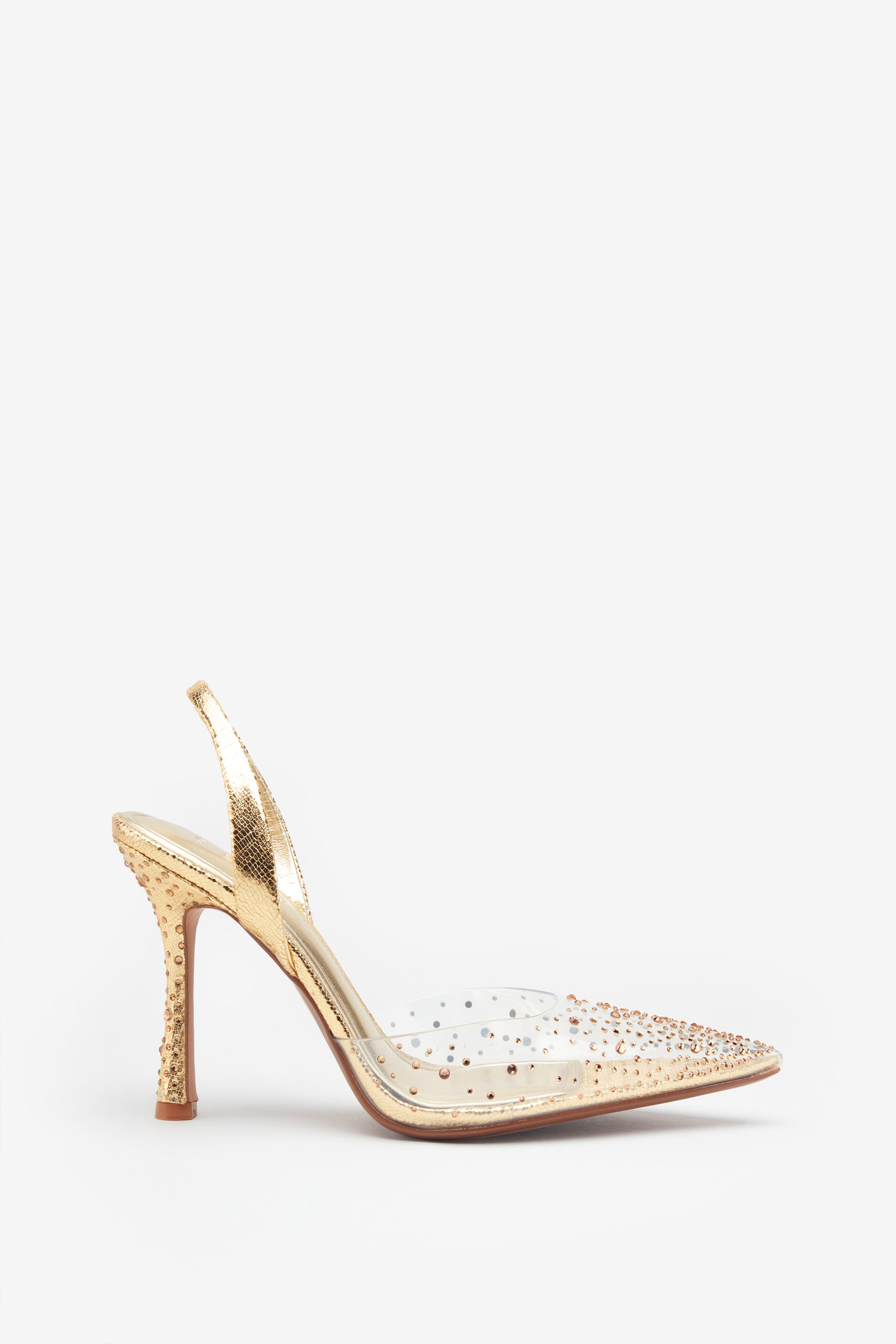パンプス RIBBON STILLETTO MULE IN GOLD Rose Gold クリスタル ポインテッド トゥ パンプス | AVRIL