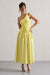 Sorbet | Lemon Poplin One Shoulder Pleated Maxi Dress