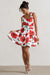 Alia | Mini-robe à imprimé coquelicot décolleté arrondi avec ourlet à volants volumineux