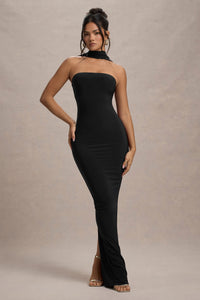 Nobu | Robe longue noire bandeau avec col halter