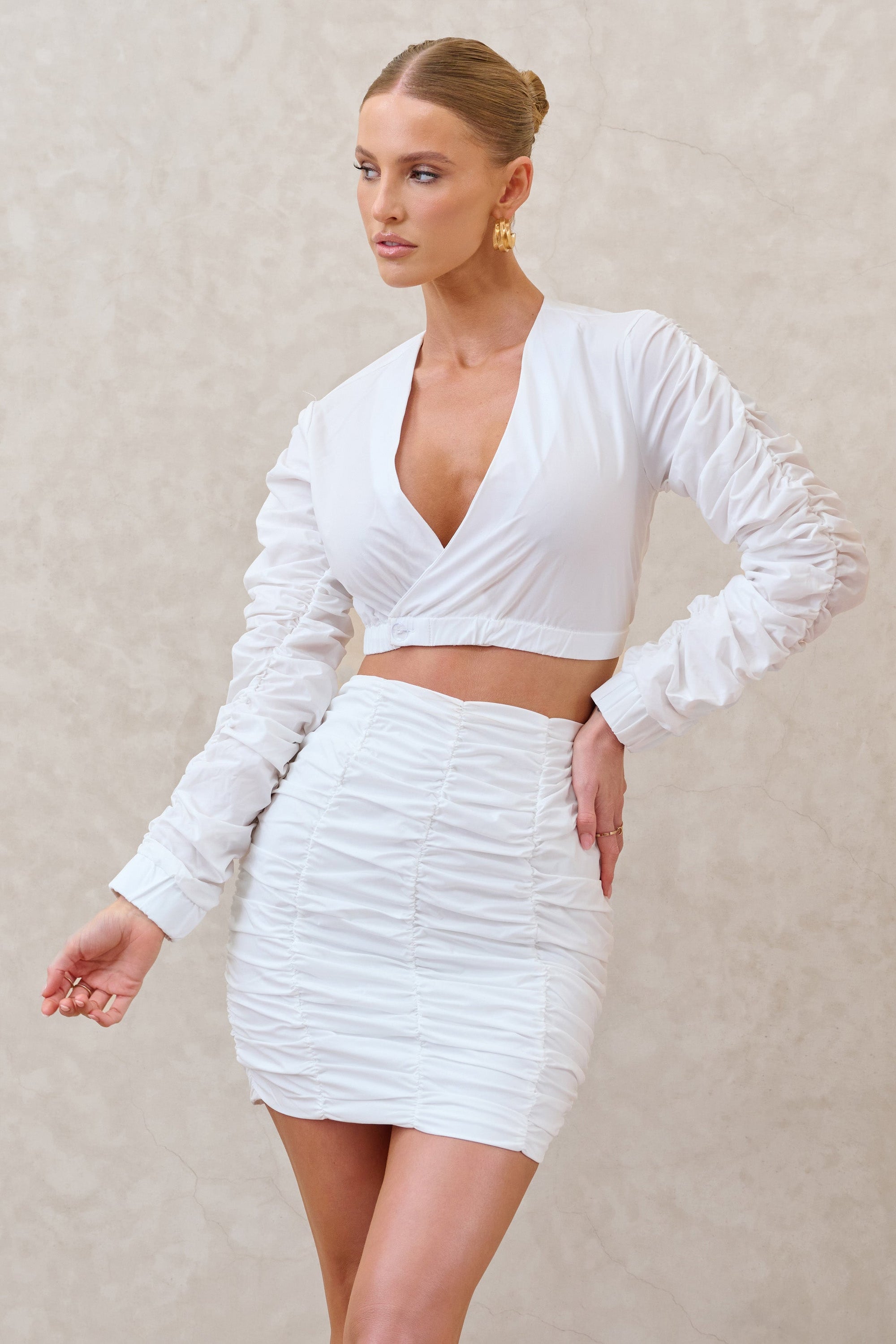 Break Of Day | Mini jupe blanche avec fronces