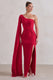 Romi | Robe longue asymétrique rouge à motif torsadé