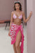 Keke | Pink Porcelain Print Chiffon Draped Sarong
