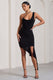 Radiate | Mini-robe noire froncée asymétrique