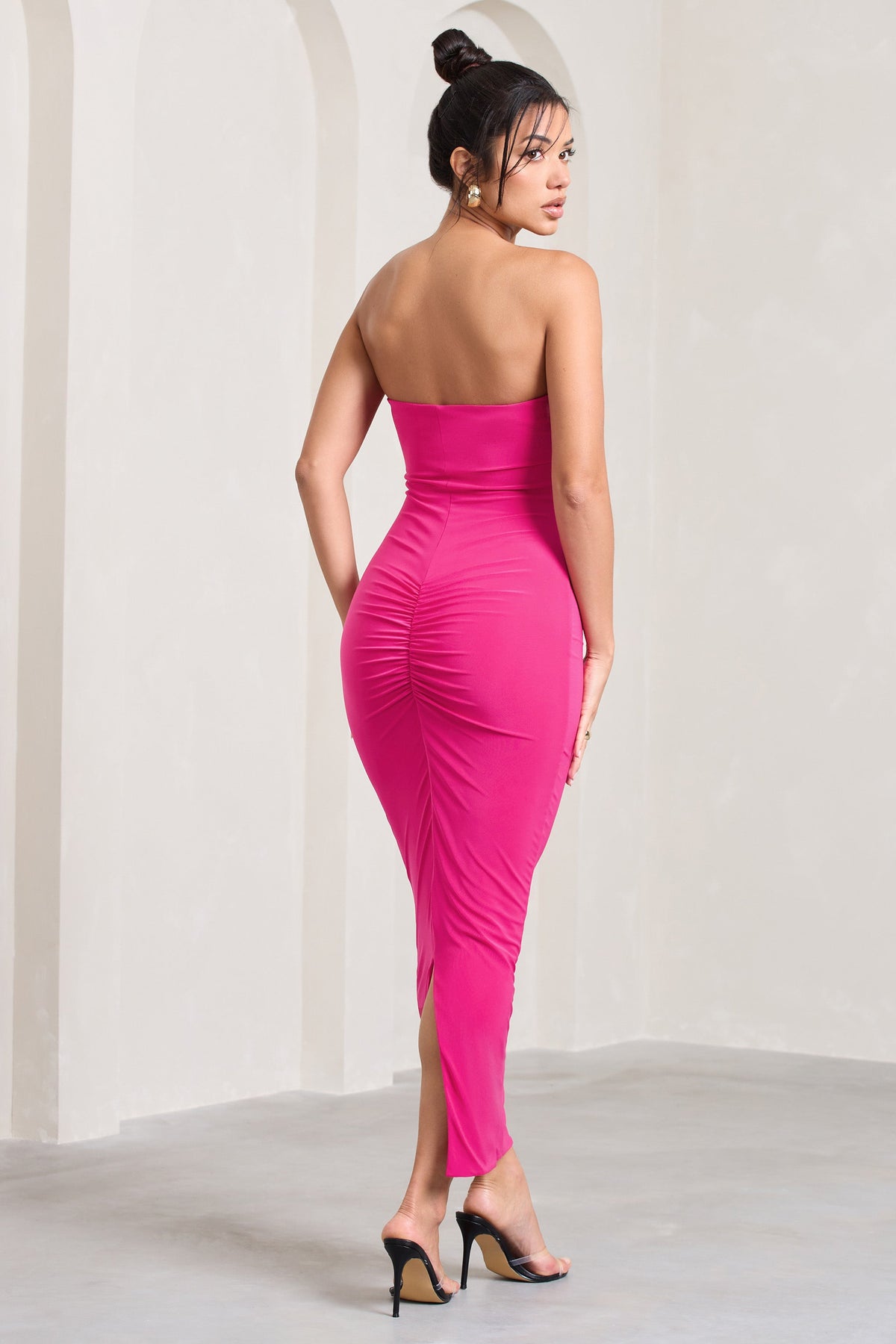 Evita | Hot Pink Sweetheart Twist Detail Maxi Dress