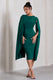 Marysol | Robe mi-longue vert bouteille asymétrique avec cape