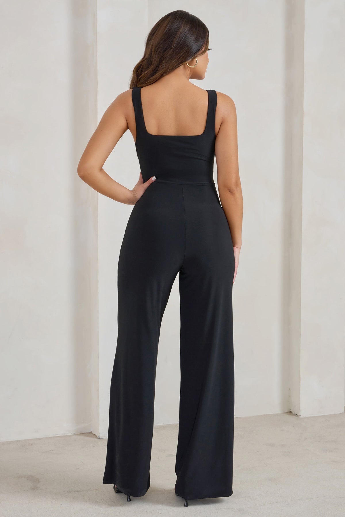 Toni | Black Square Neck Sleeveless Jumpsuit